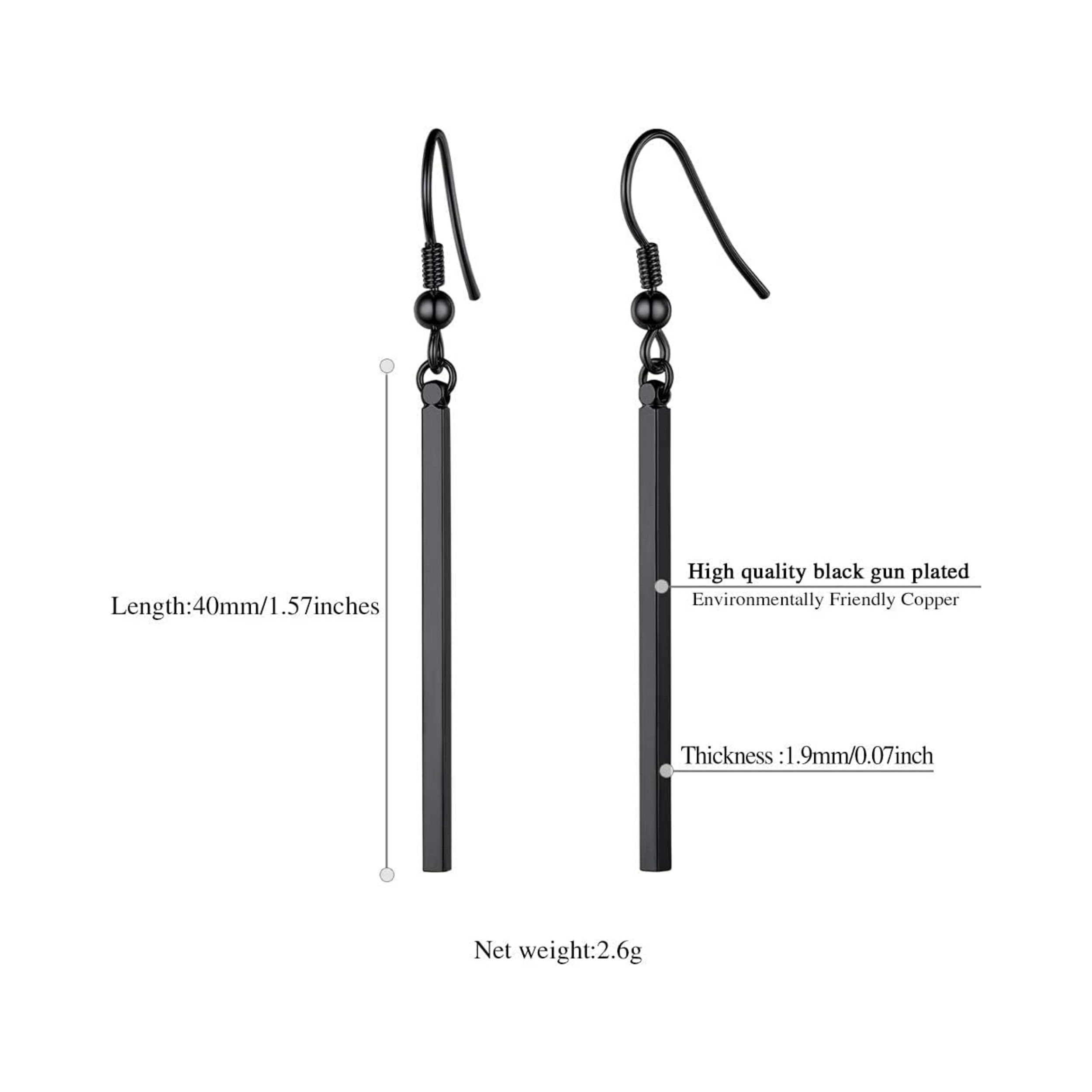 Stick Dangle Dangly Geometric Pillar Bar Drop Earrings 