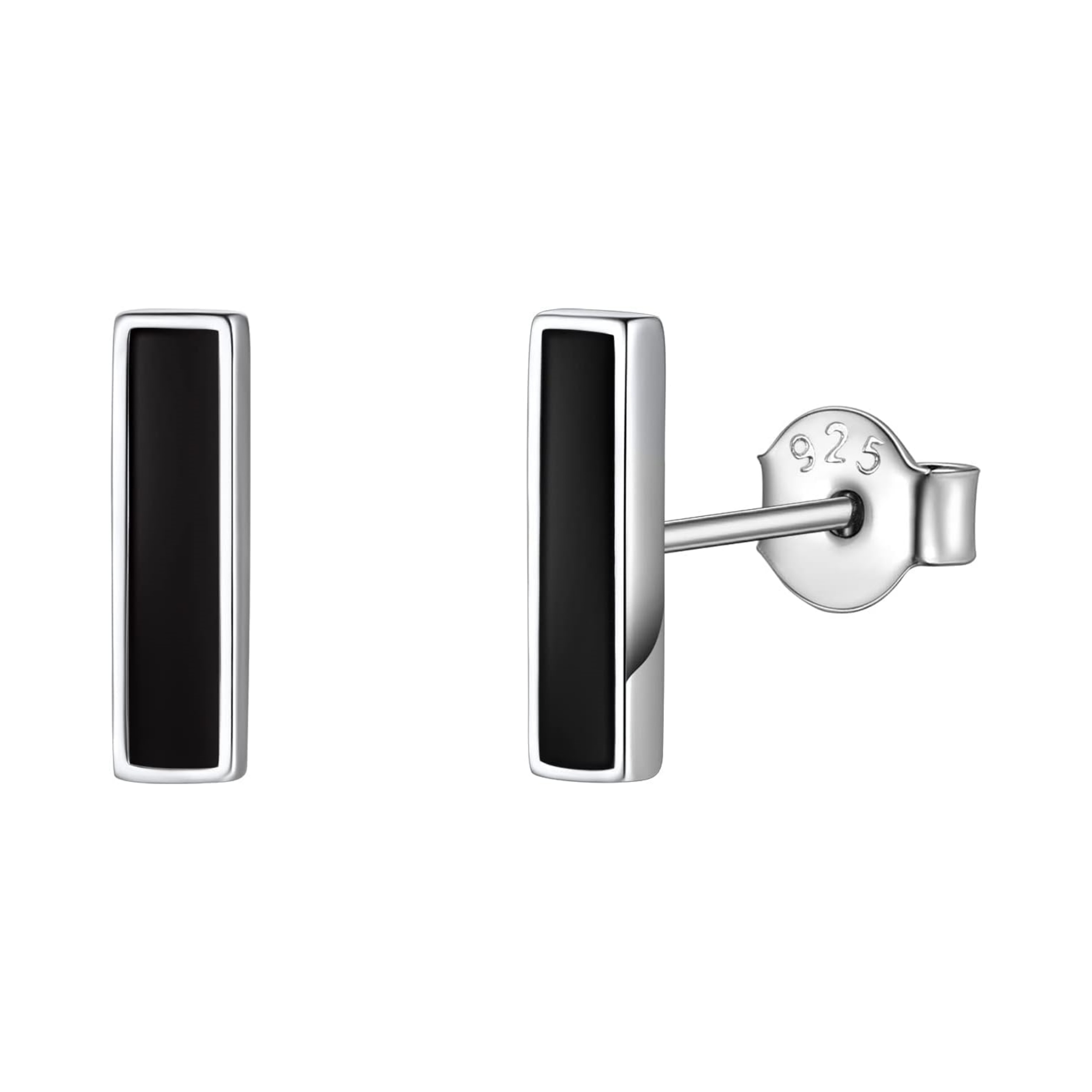 Black Bar Stick Stud Earrings