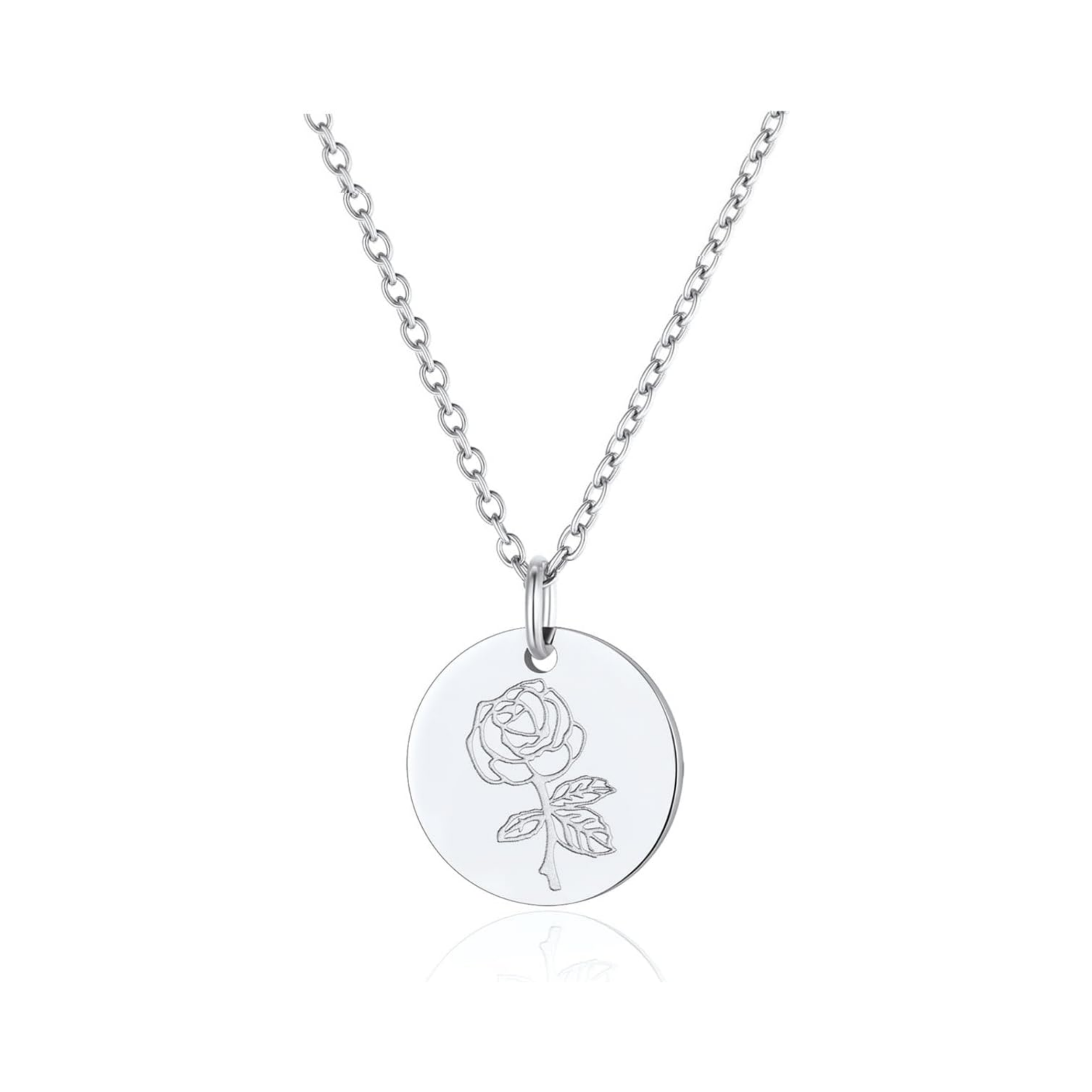 Jan. to Dec. Guardian Month Floral Birth Flower Disc Necklaces