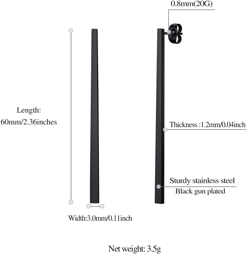 Thin Bar Flat Rectangle Long Chain Drop & Dangle Earring