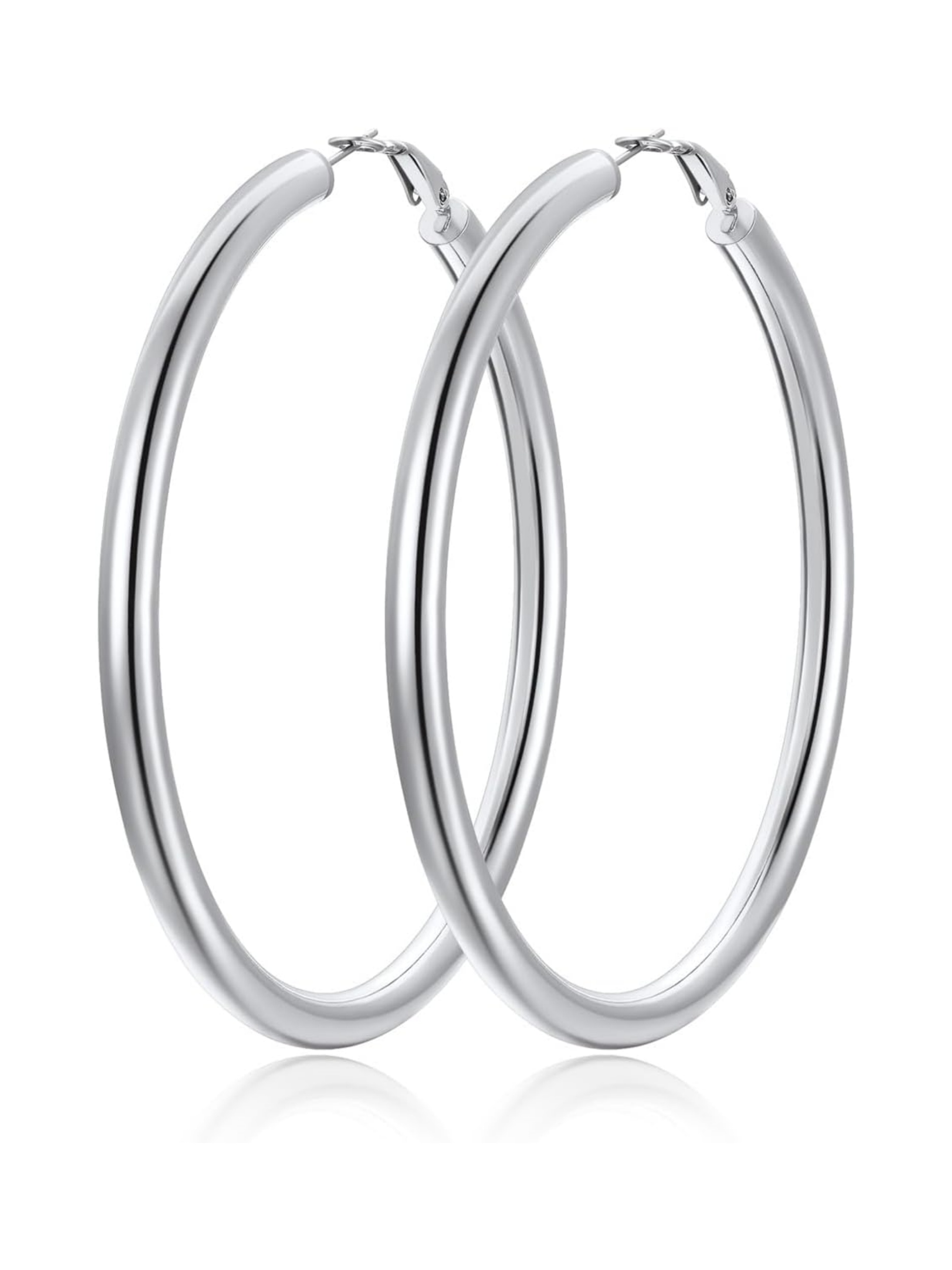 Classic Stainless Steel Tube Hoop Rounded Loop Earrings