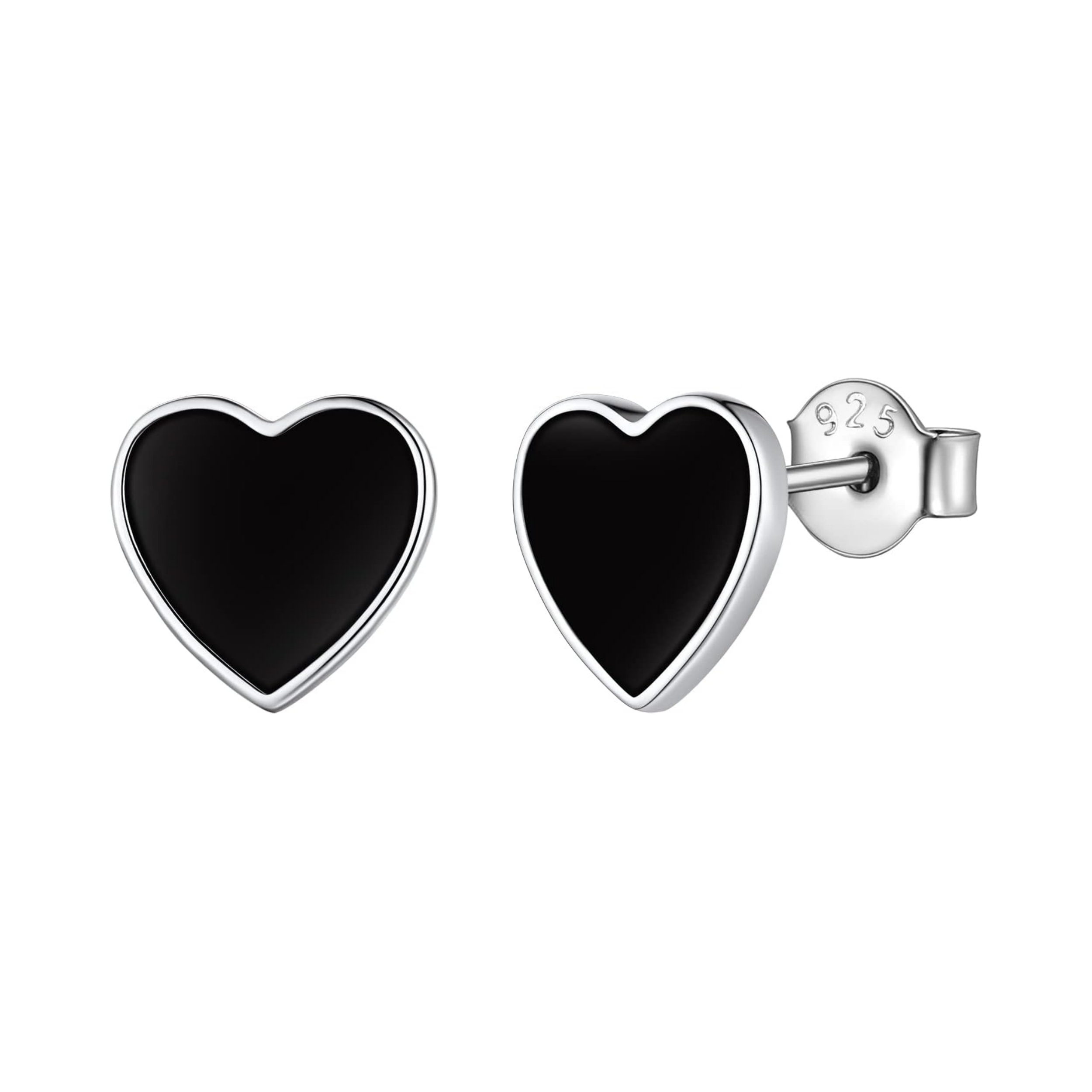 Cute Black Heart Tiny Studs Earrings