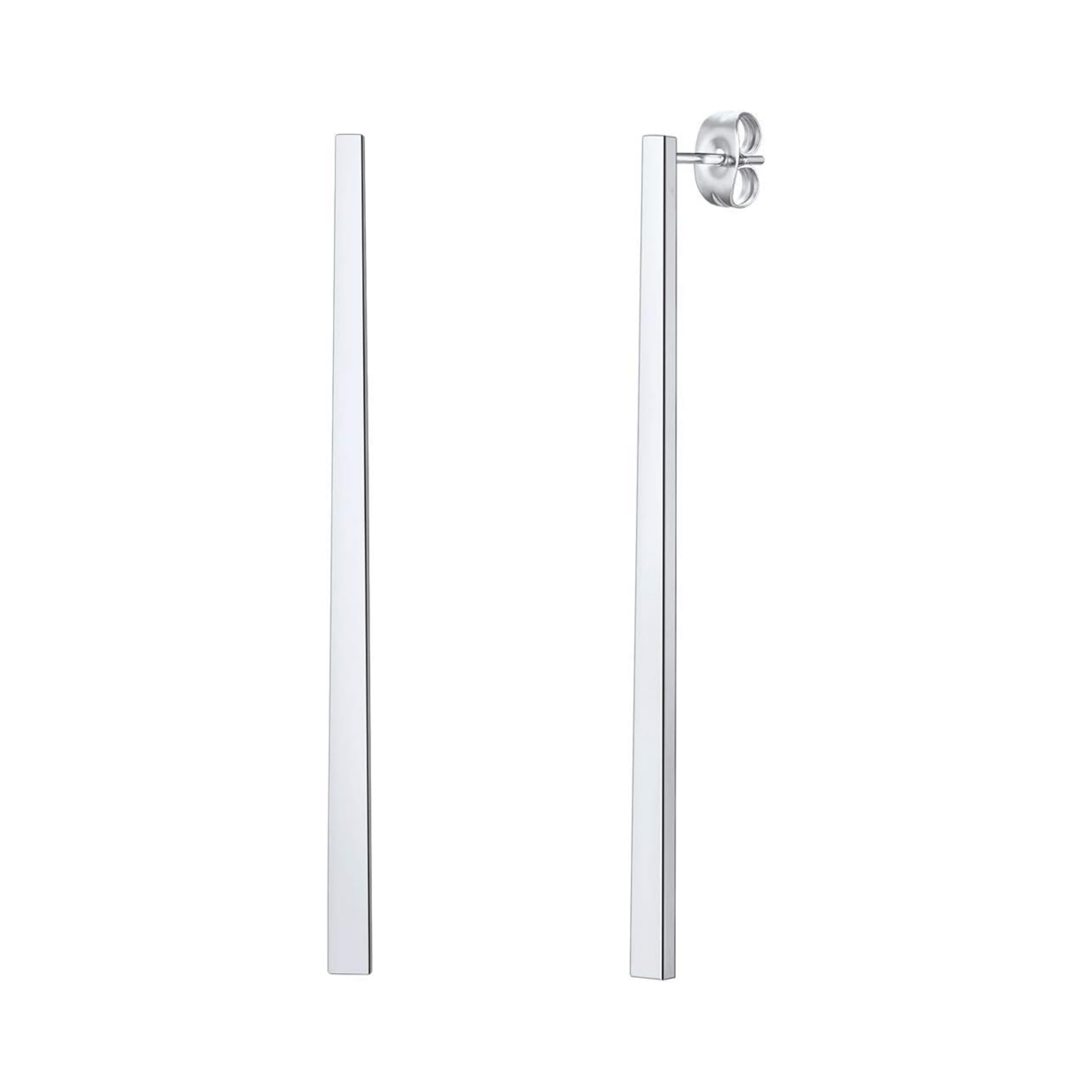 Thin Bar Flat Rectangle Long Chain Drop & Dangle Earring