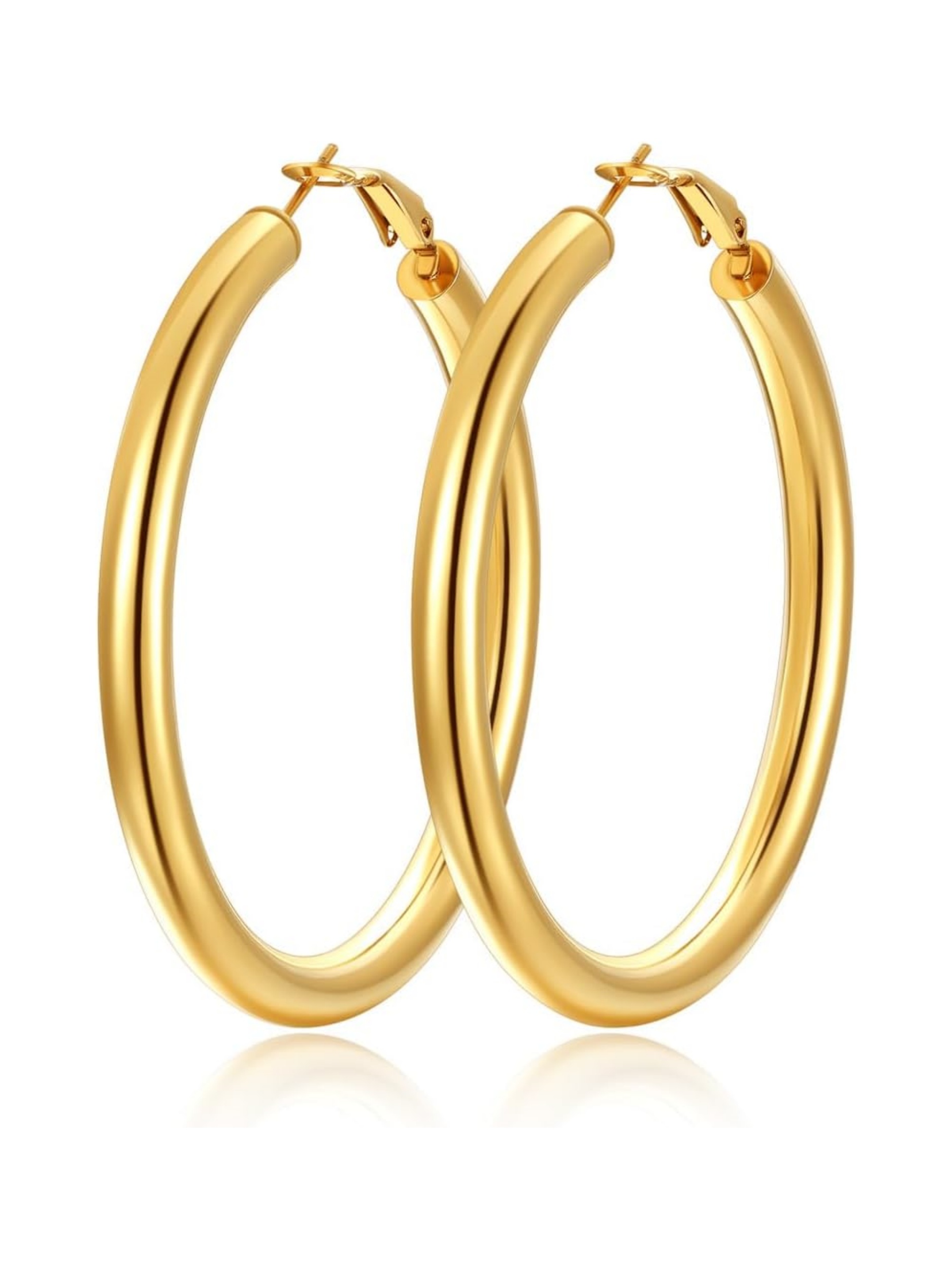 Classic Stainless Steel Tube Hoop Rounded Loop Earrings