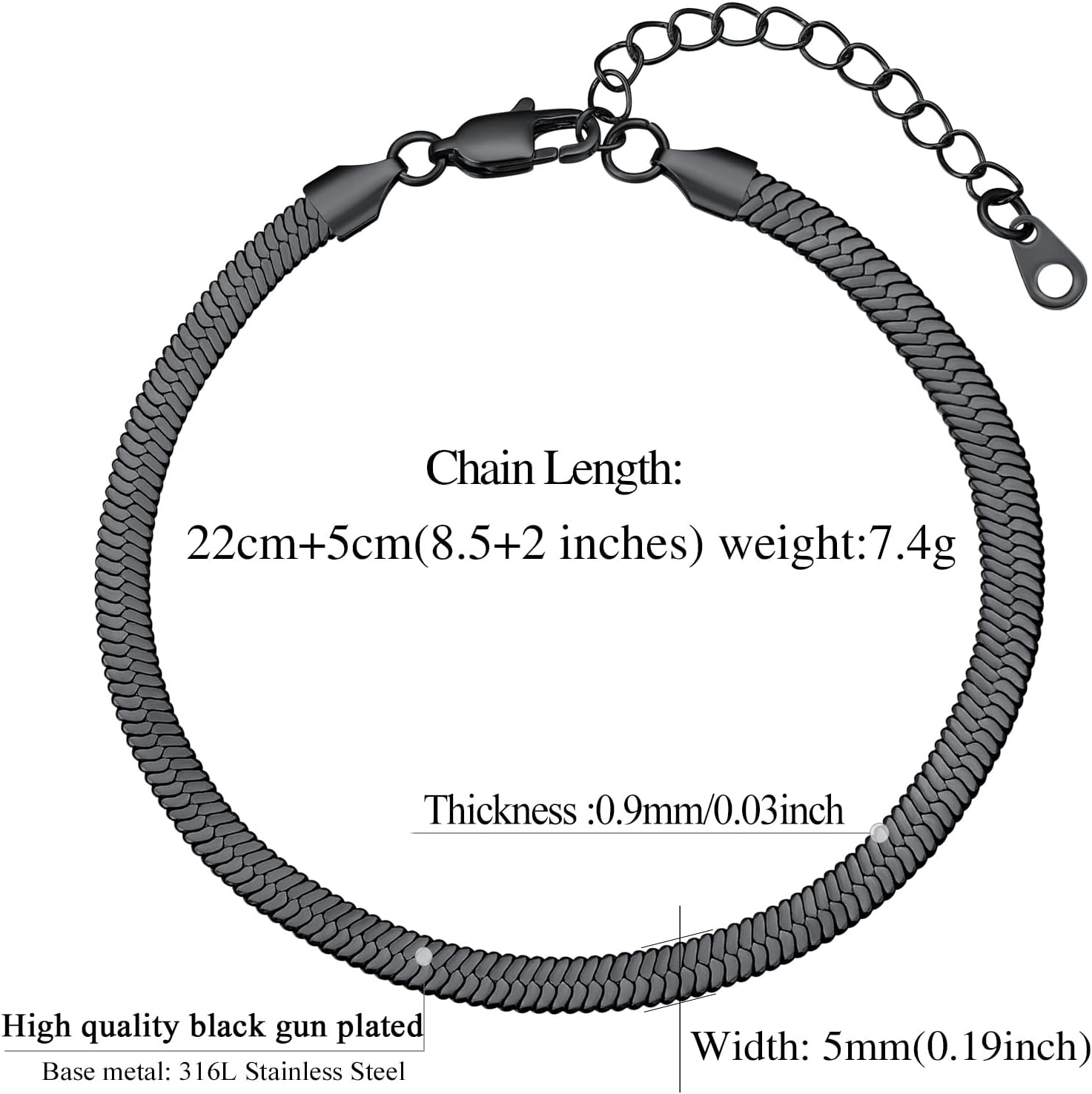 Elegant Herringbone Snake Chain Anklets