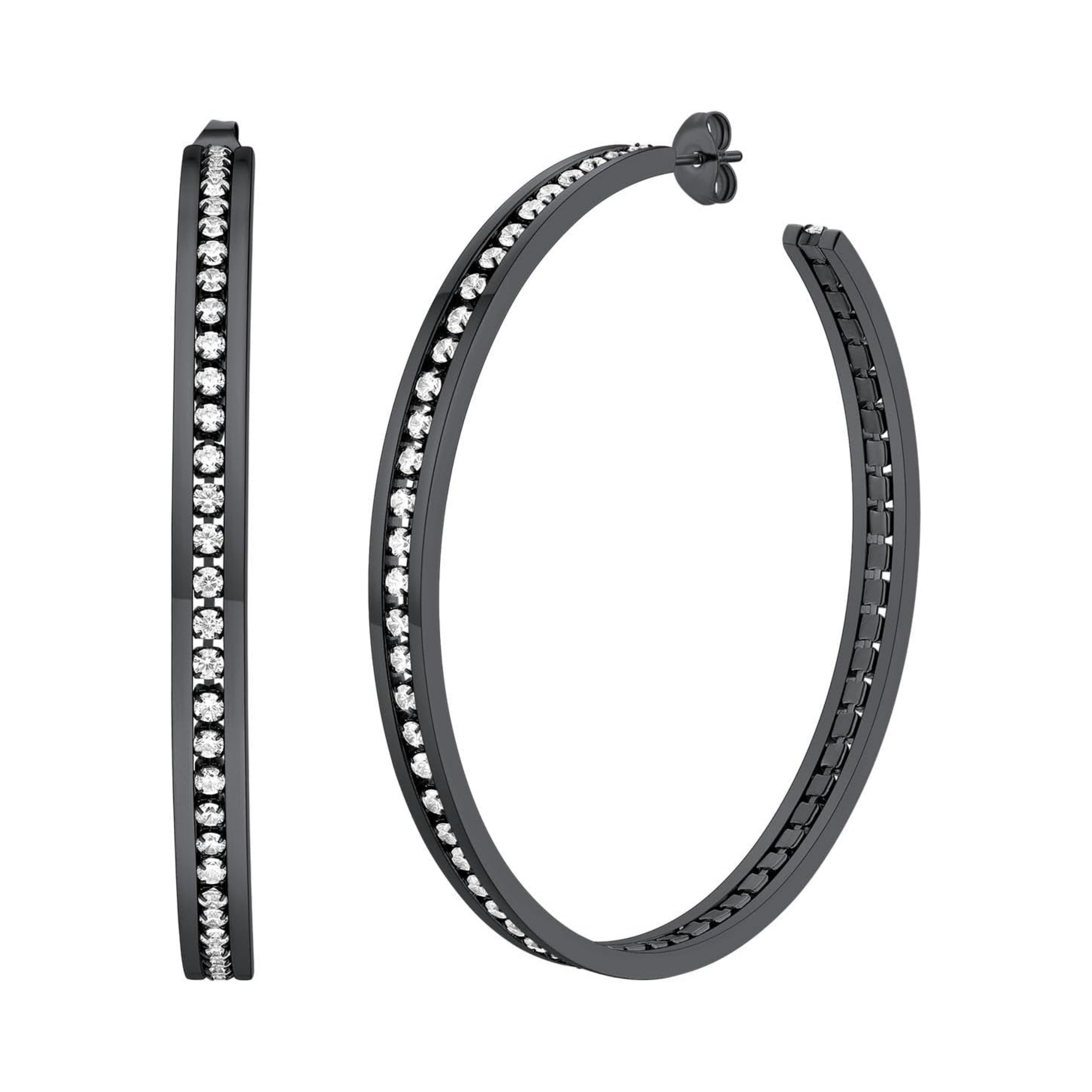 Sparkly Hoop Earrings with Cubic Zirconia Inlaid 