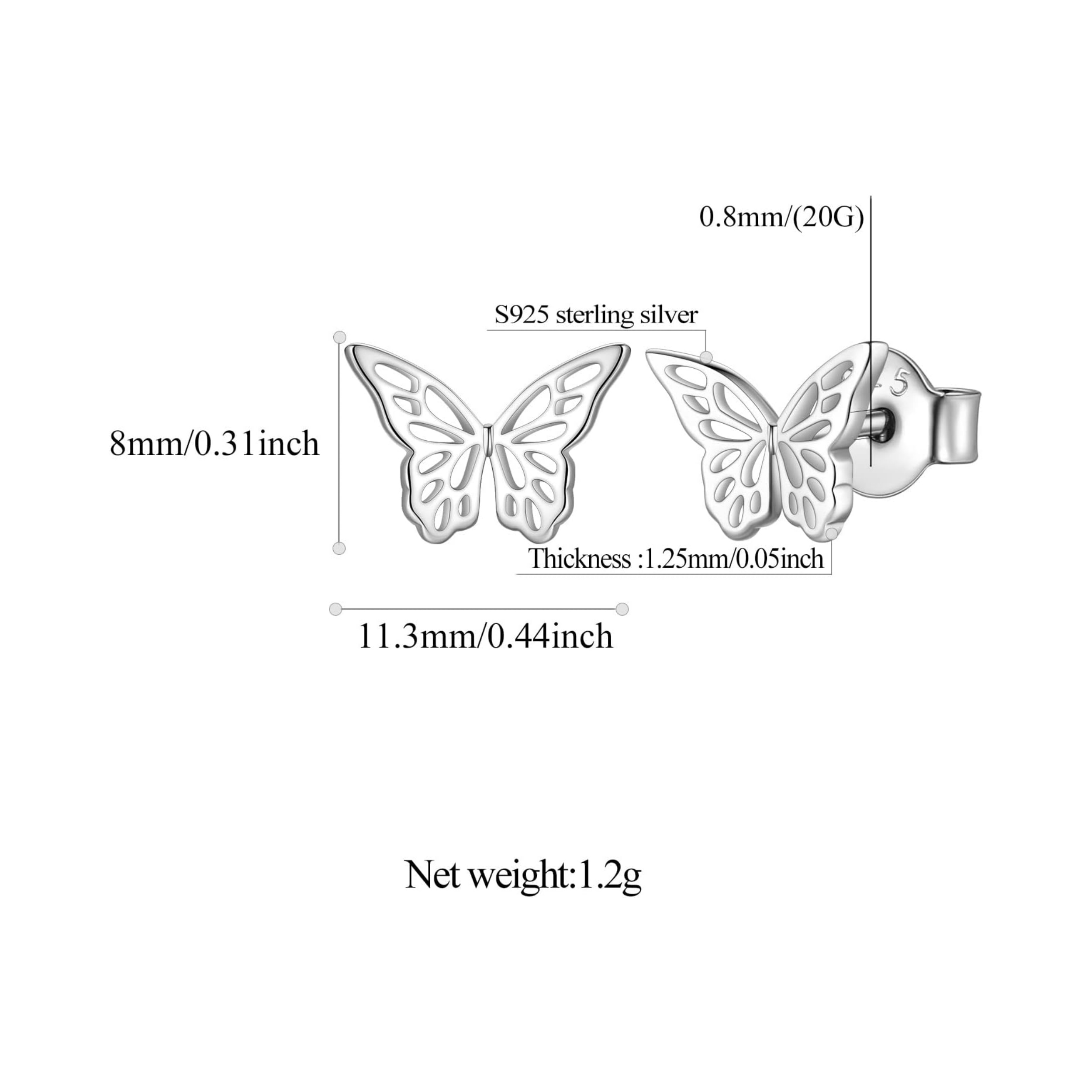 Cute Butterfly Hypoallergenic Pierced Stud Earrings