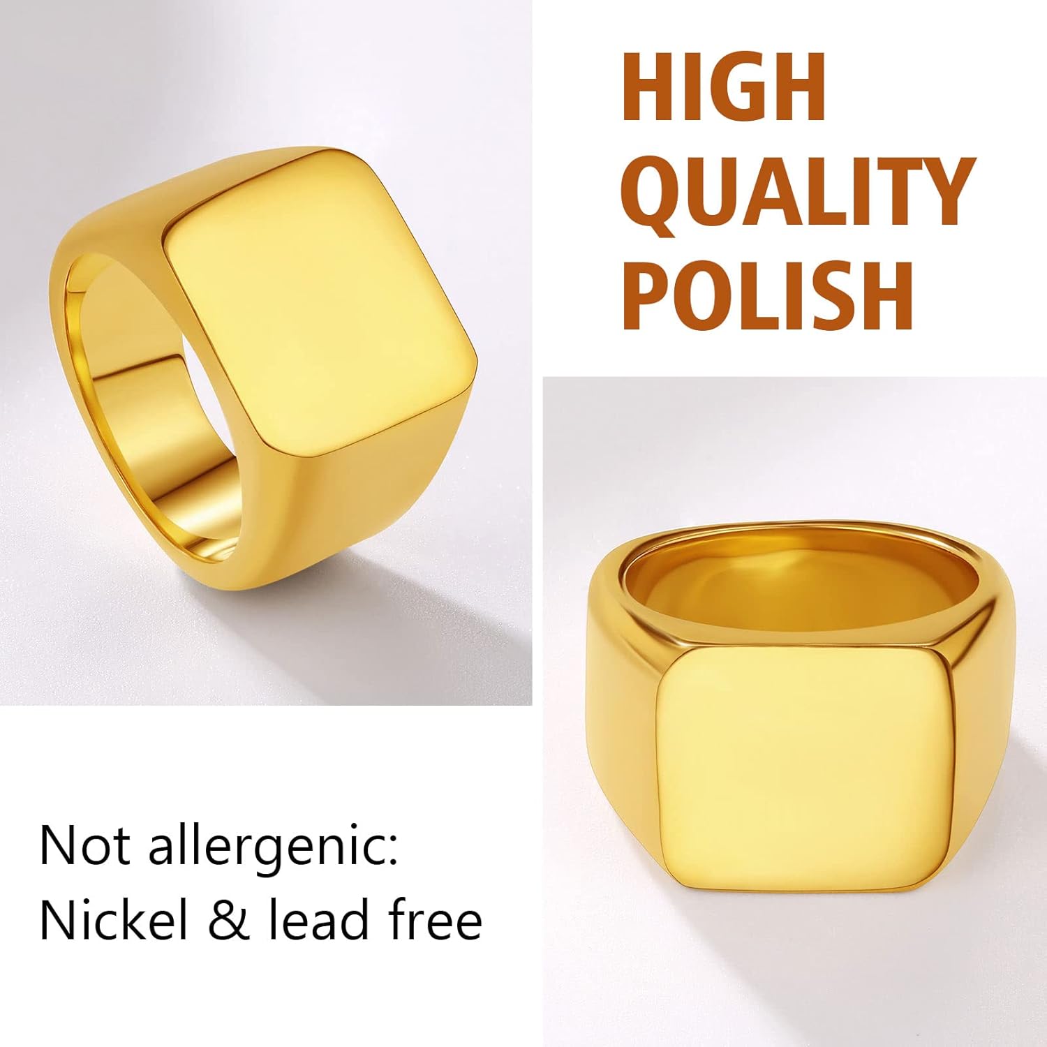 Chunky Seamless Biker Vintage Square Signet Rings
