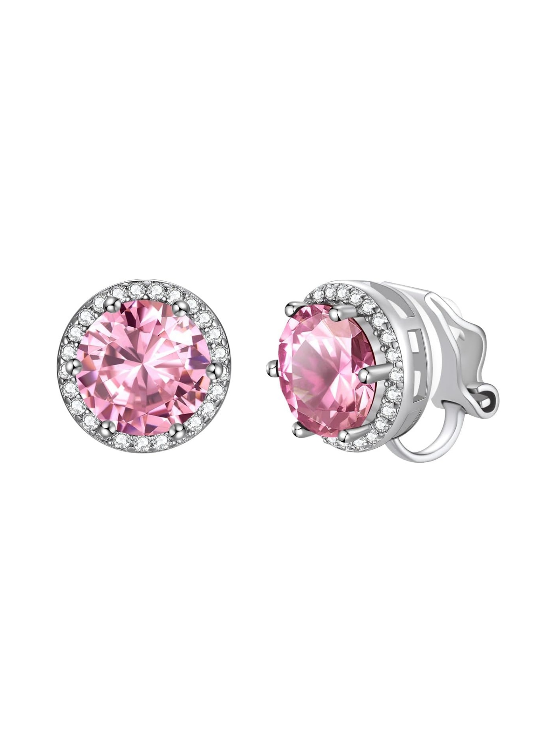 Clip on Round Birthstone Stud Earrings