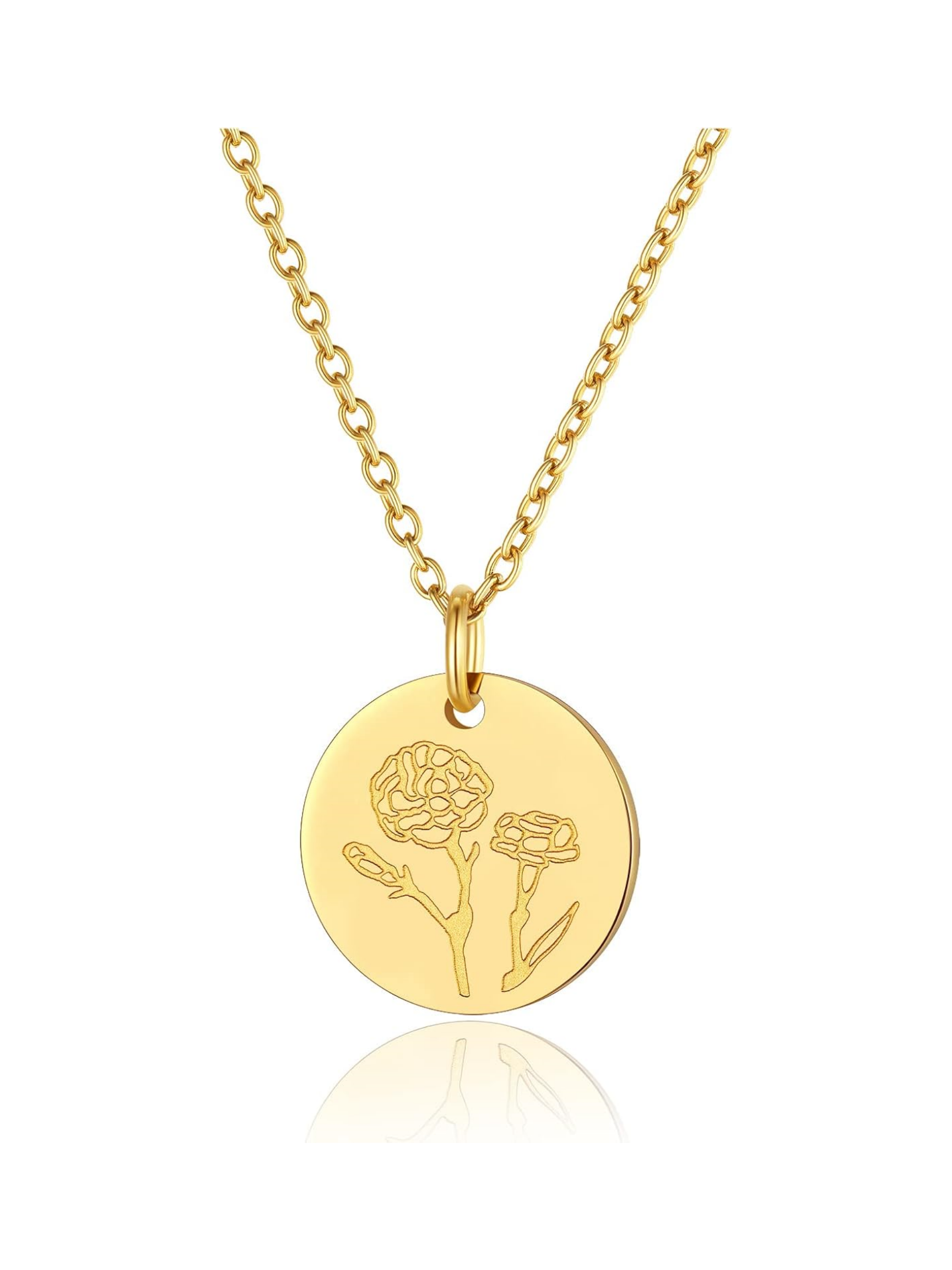 Jan. to Dec. Guardian Month Floral Birth Flower Disc Necklaces