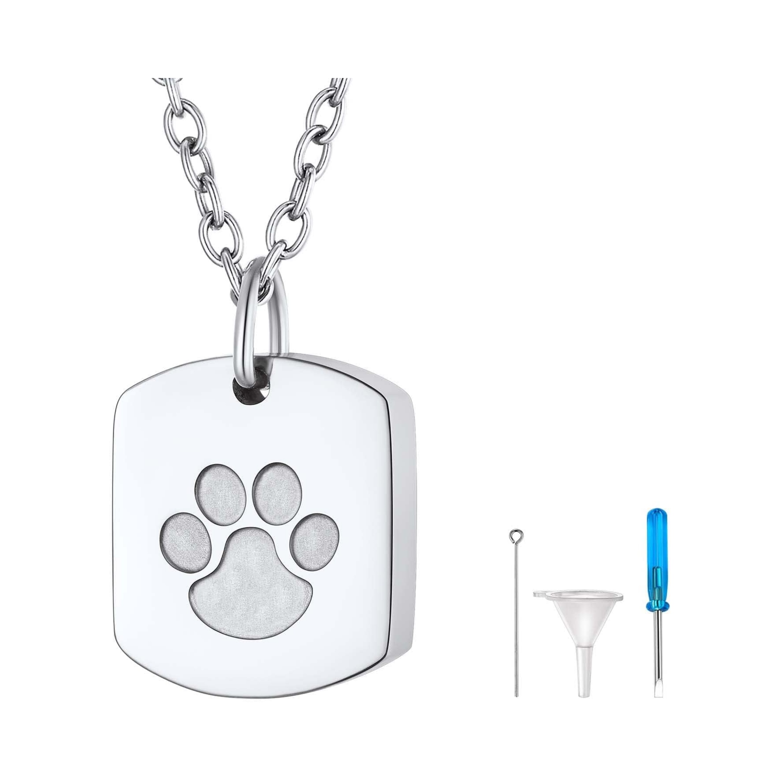 Dog Tag Paw Print Urn Ashes Necklaces