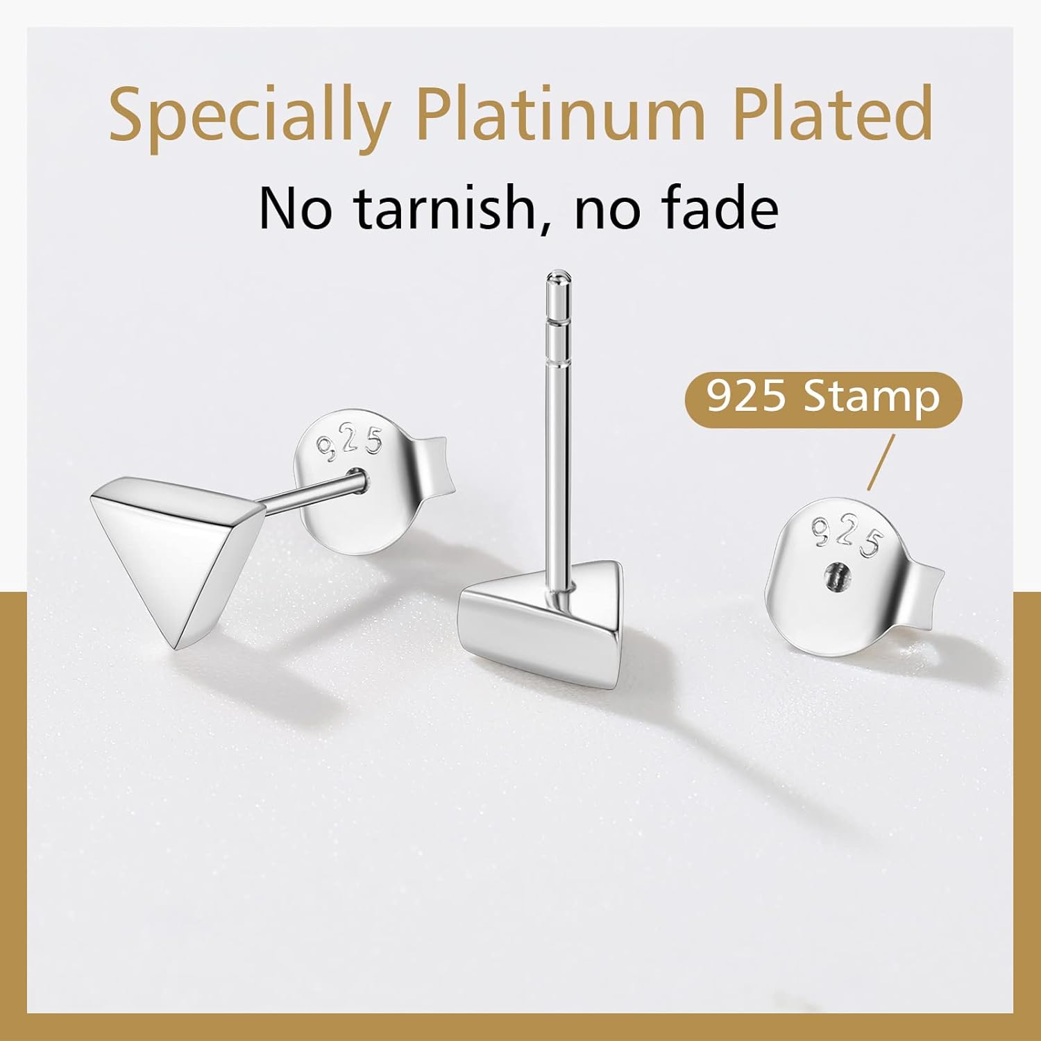 Small Triangle Geometric Hypoallergenic Stud Earrings