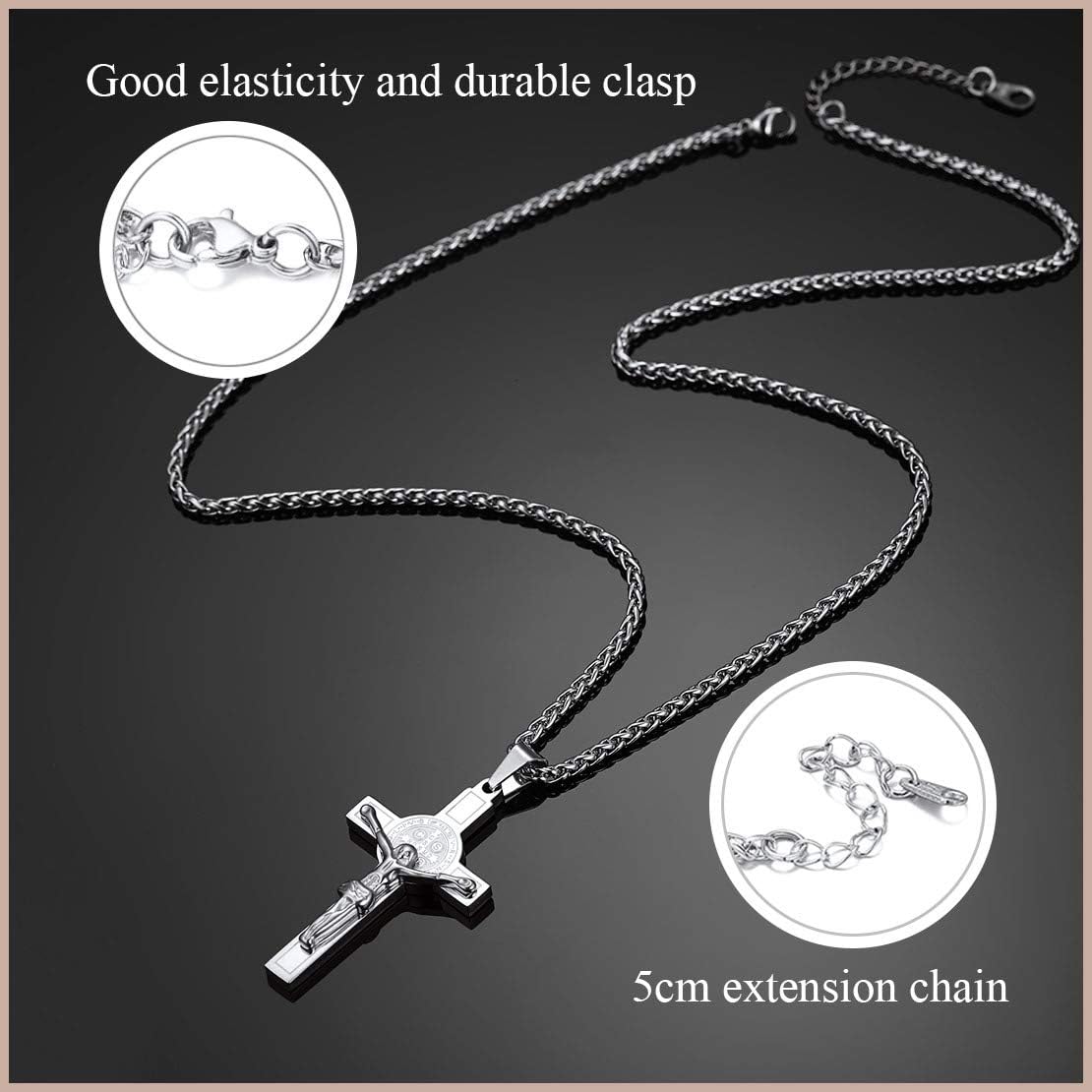 Cross Crucifix Jesus Lord's Prayer Pendant Necklace