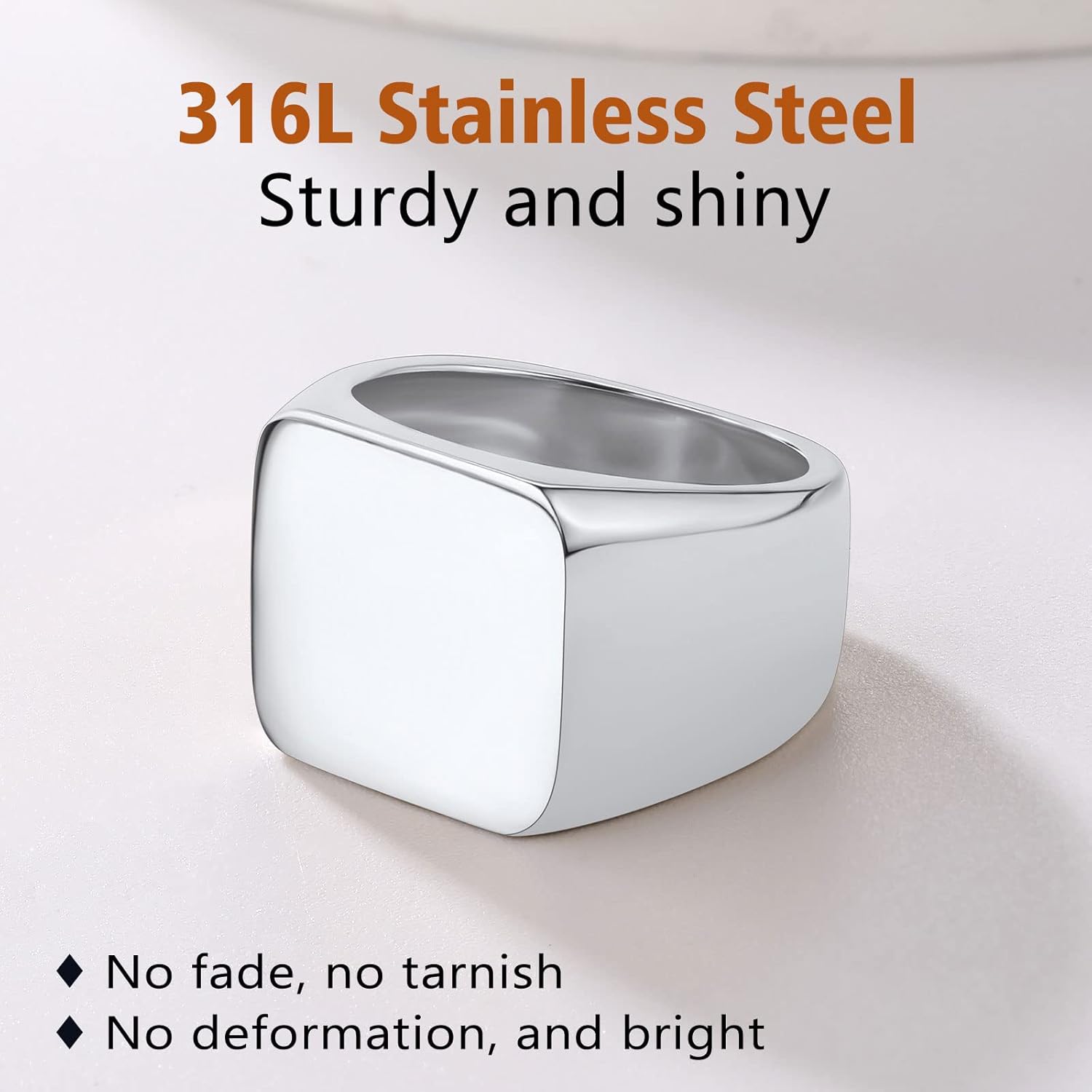 Chunky Seamless Biker Vintage Square Signet Rings