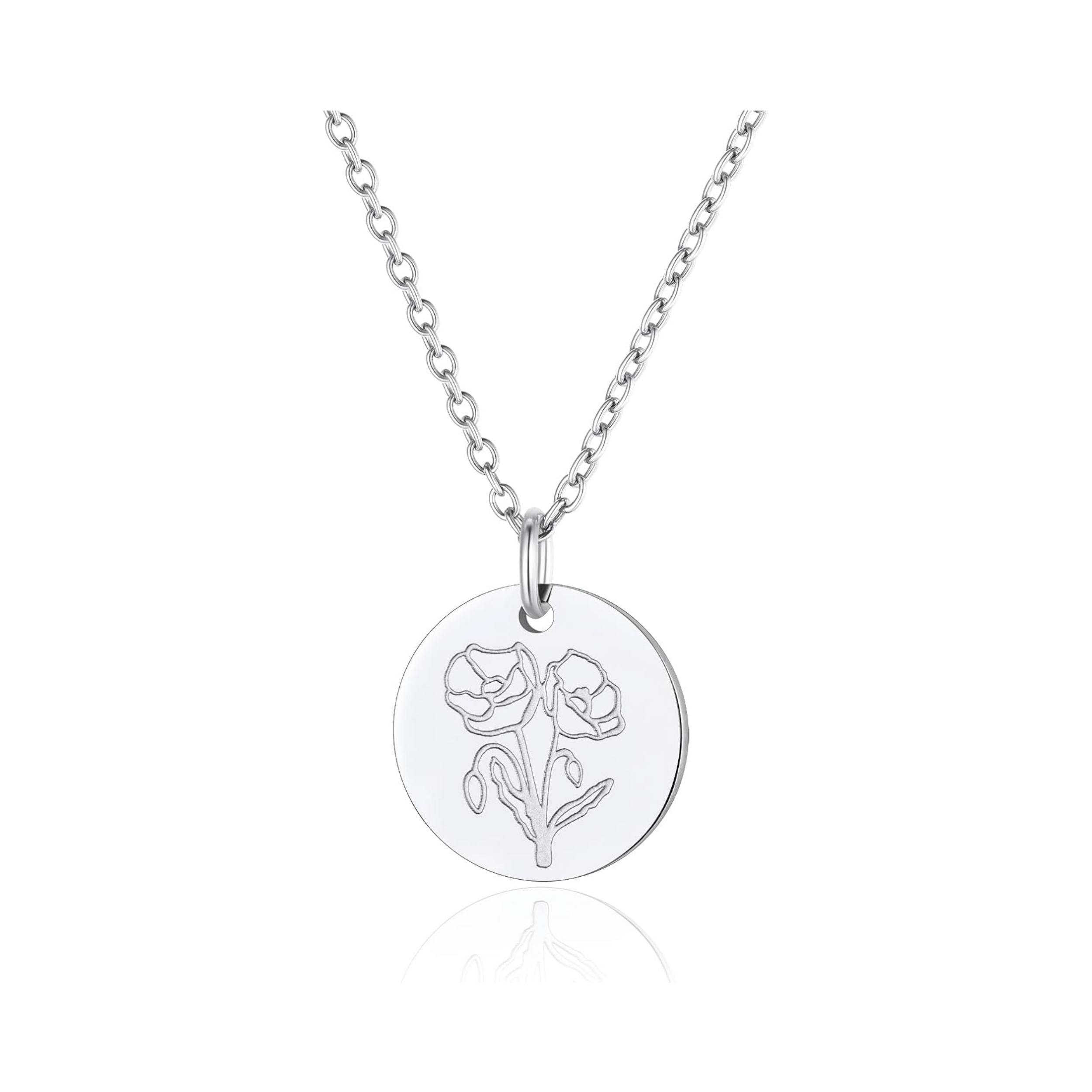 Jan. to Dec. Guardian Month Floral Birth Flower Disc Necklaces