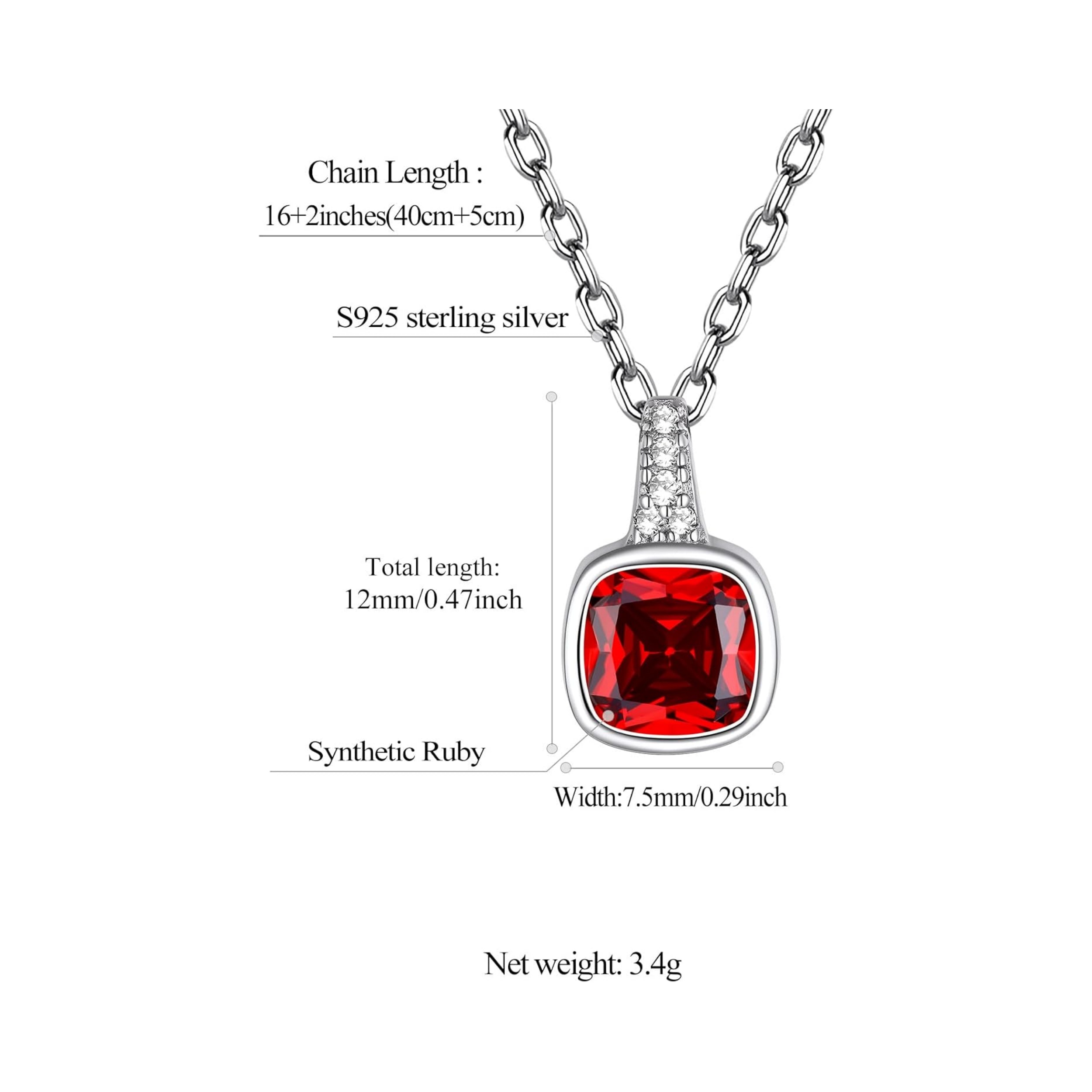 Square Birthstone Necklace