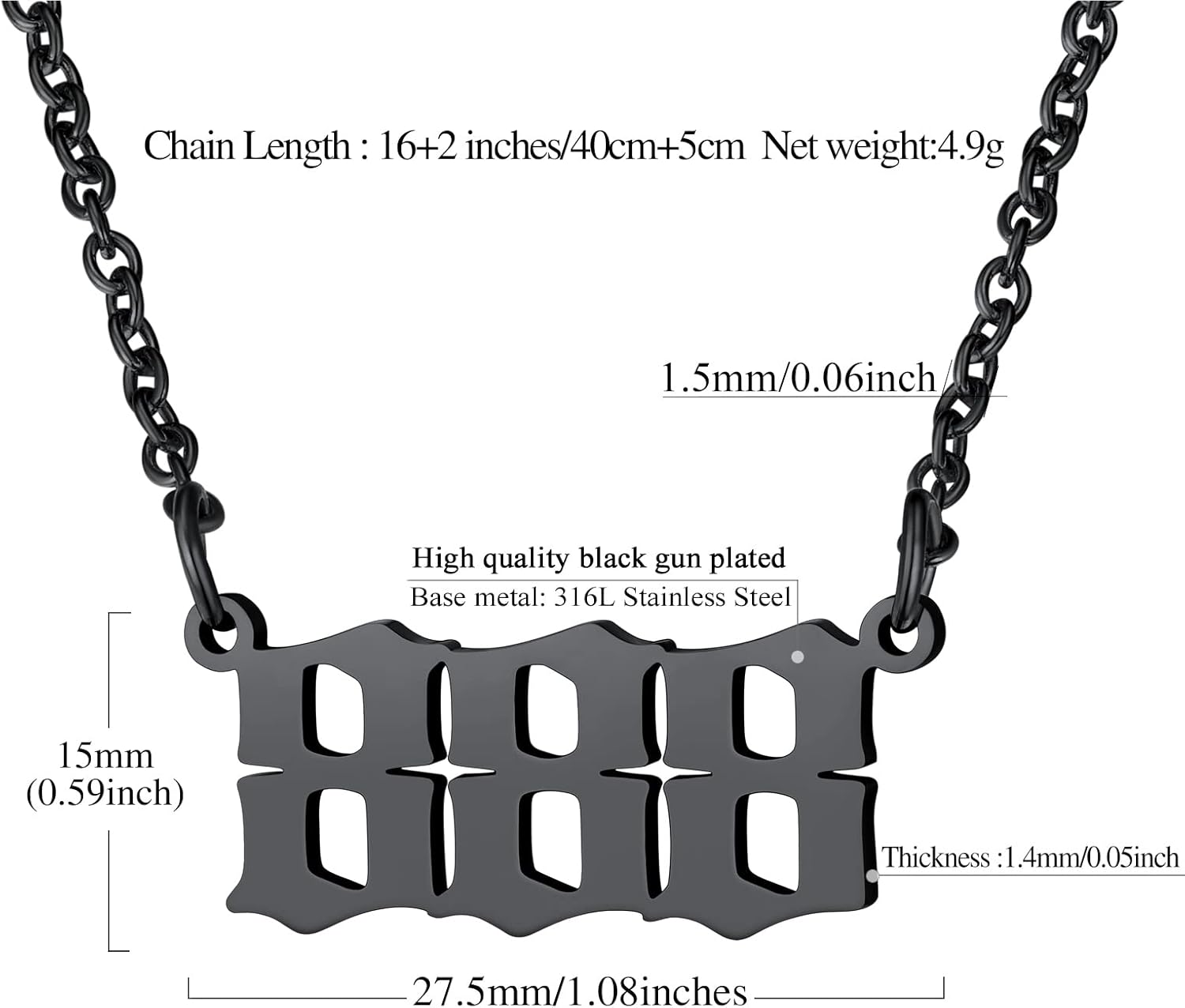 Dainty Angel Number 888 Necklace