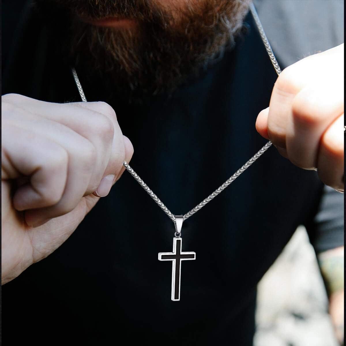 Cross Chain Christian Jewelry Enamel Christening Crucifix Pendant Necklaces