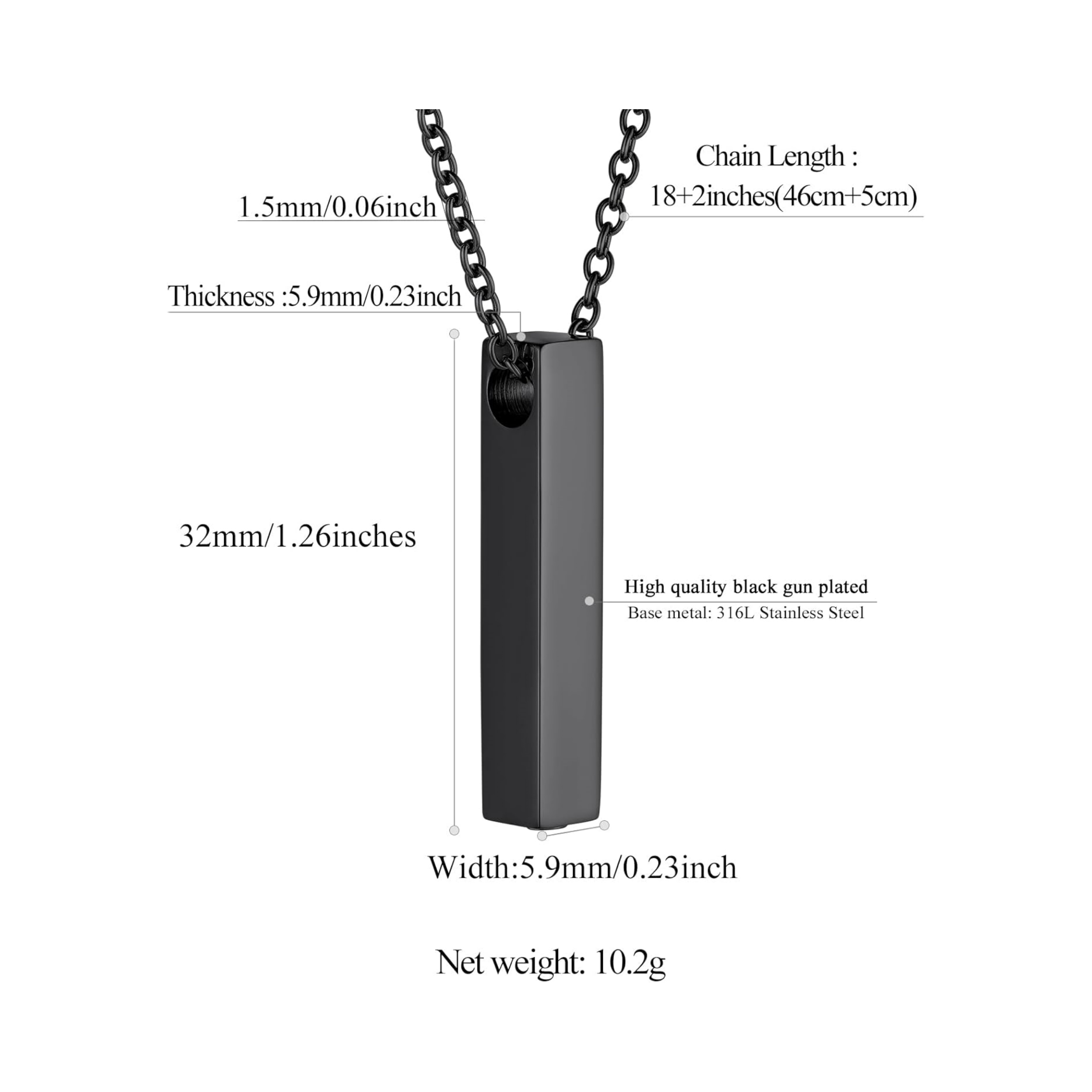 Ashes Vertical Bar Necklaces