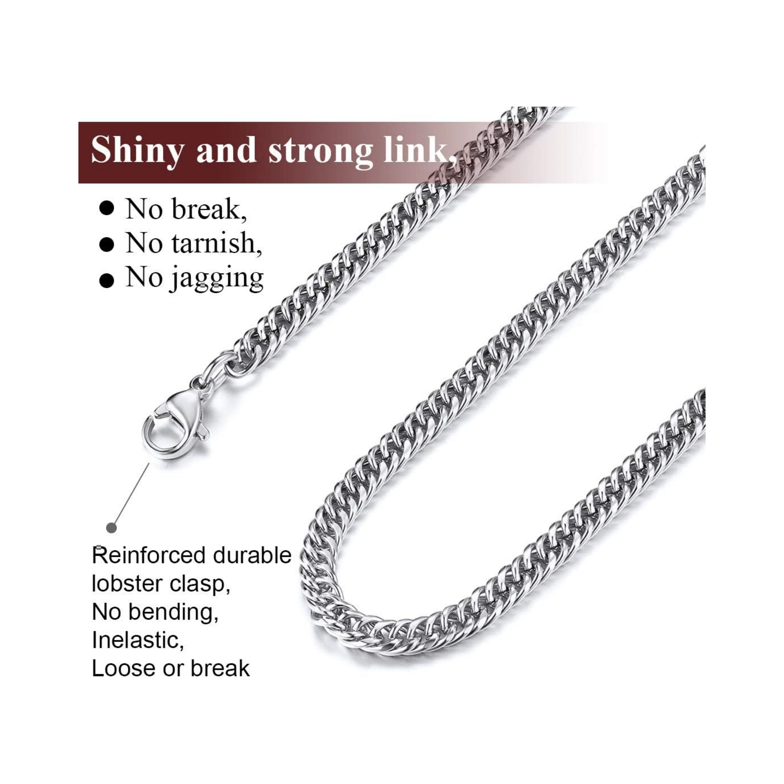 3.5MM Cuban Double Tight Curb Link Chain Necklace