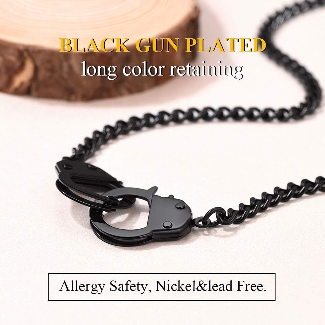 316L Stainless Steel Punk Statement Handcuff Chain Necklace