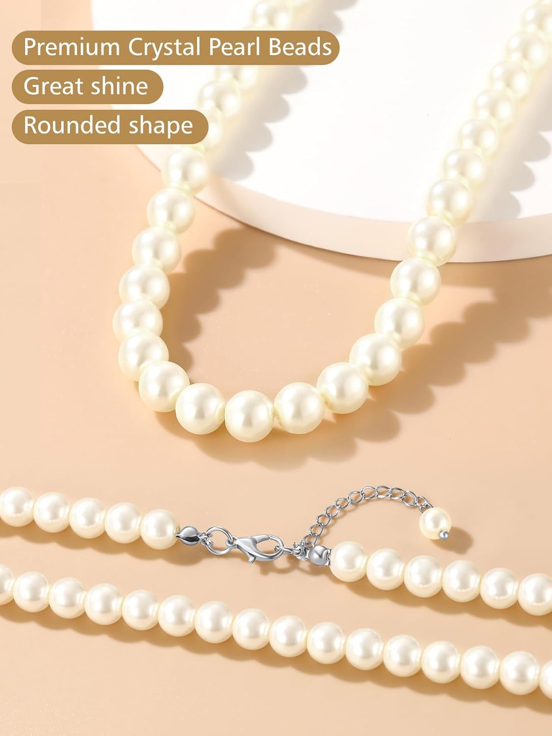 Premium Crystal Pearl Beads Choker Necklace