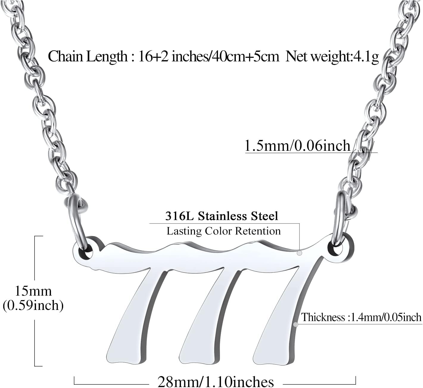 Dainty Angel Number 777 Necklace