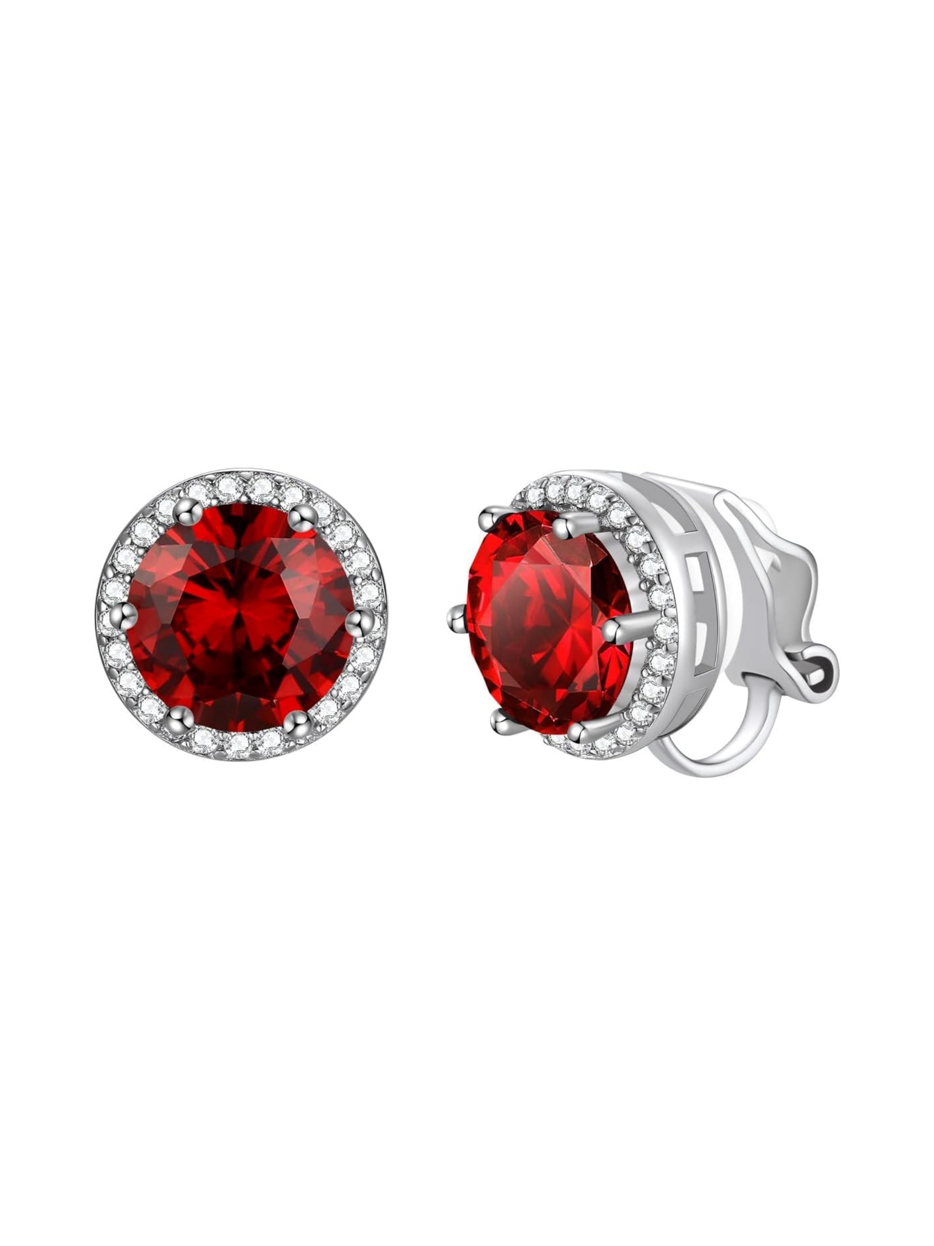 Clip on Round Birthstone Stud Earrings