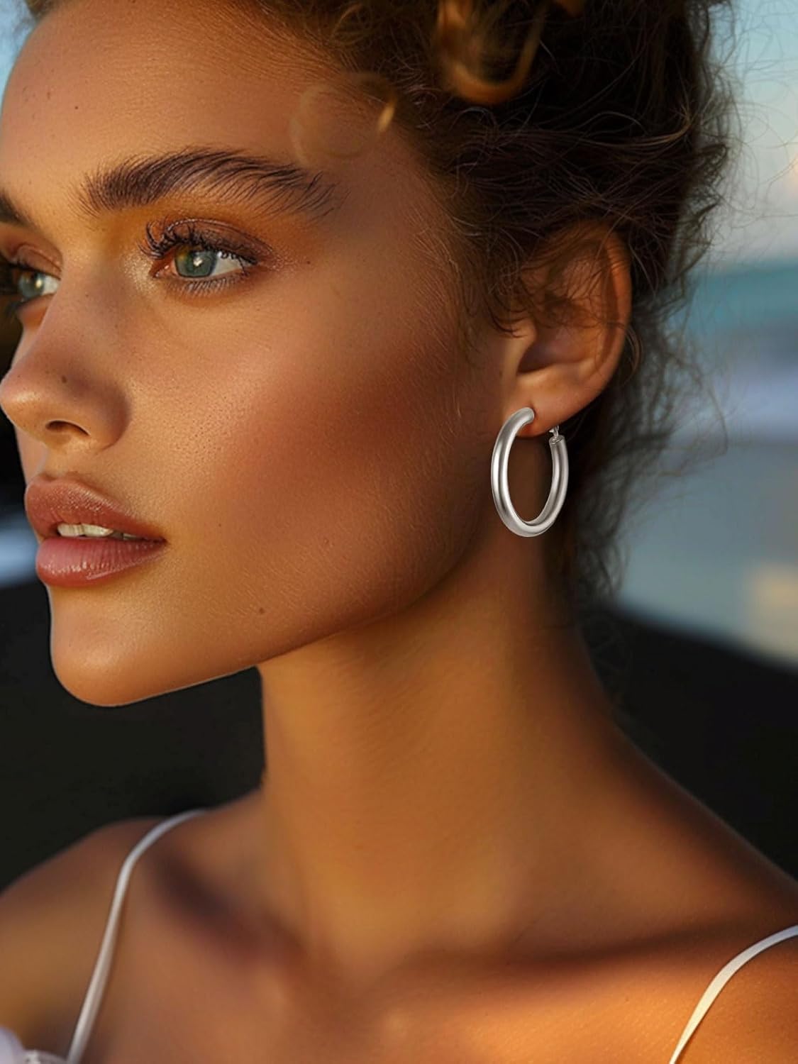 Classic Stainless Steel Tube Hoop Rounded Loop Earrings