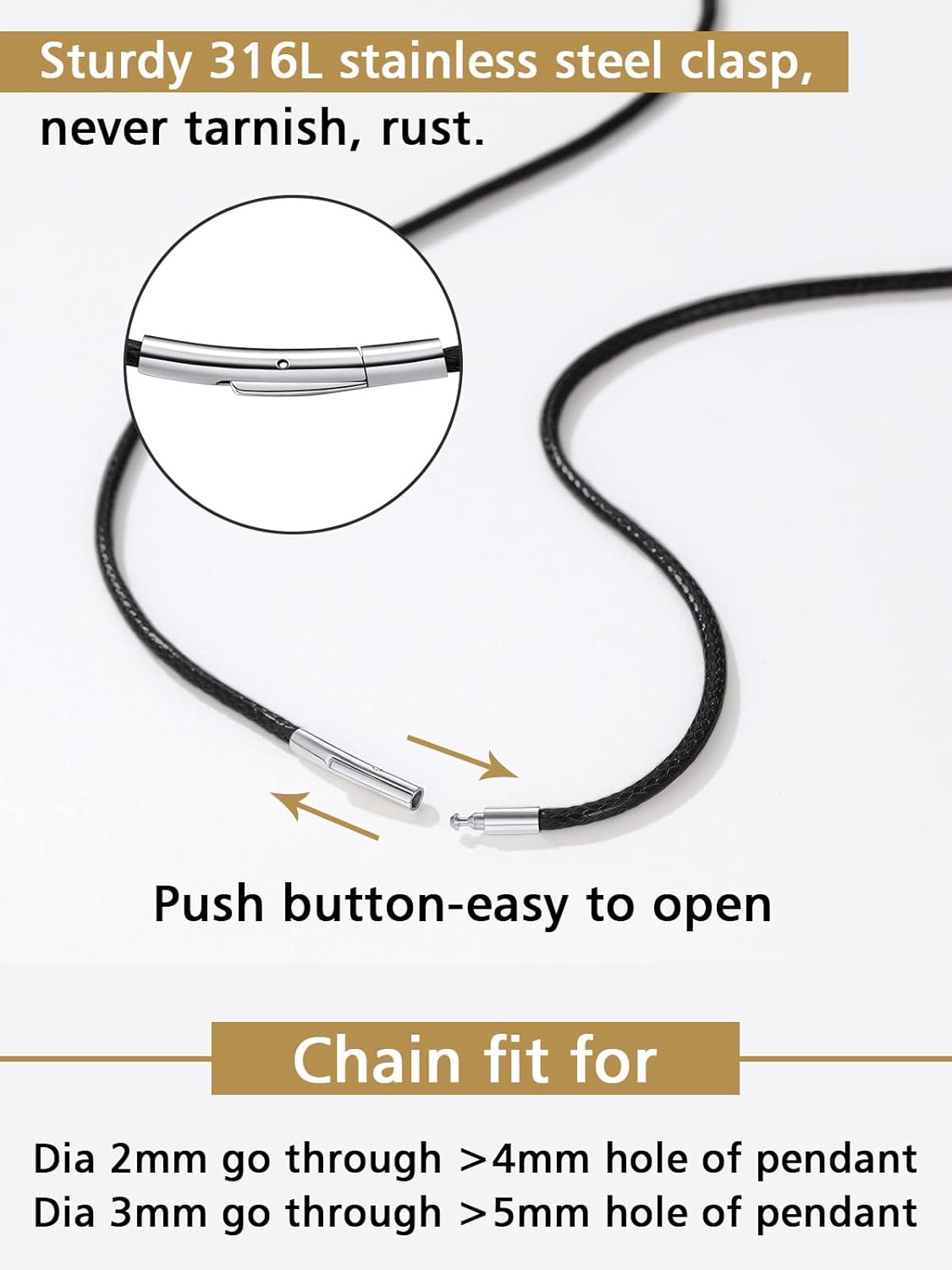 2mm Width Braided Leather Necklace Cord with Stainless Steel Clasp