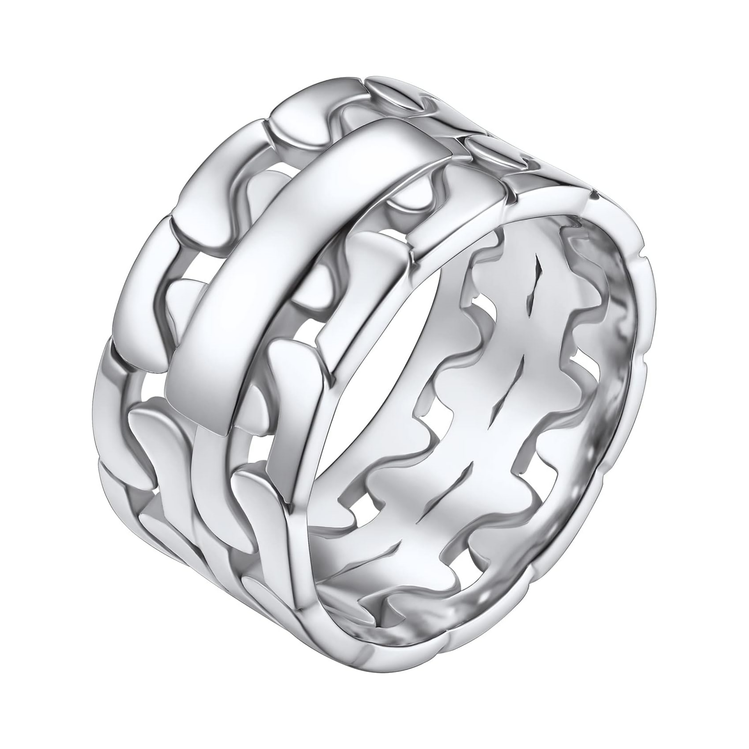 11.5 mm Steel Cuban Thin Link Style Promise Rings