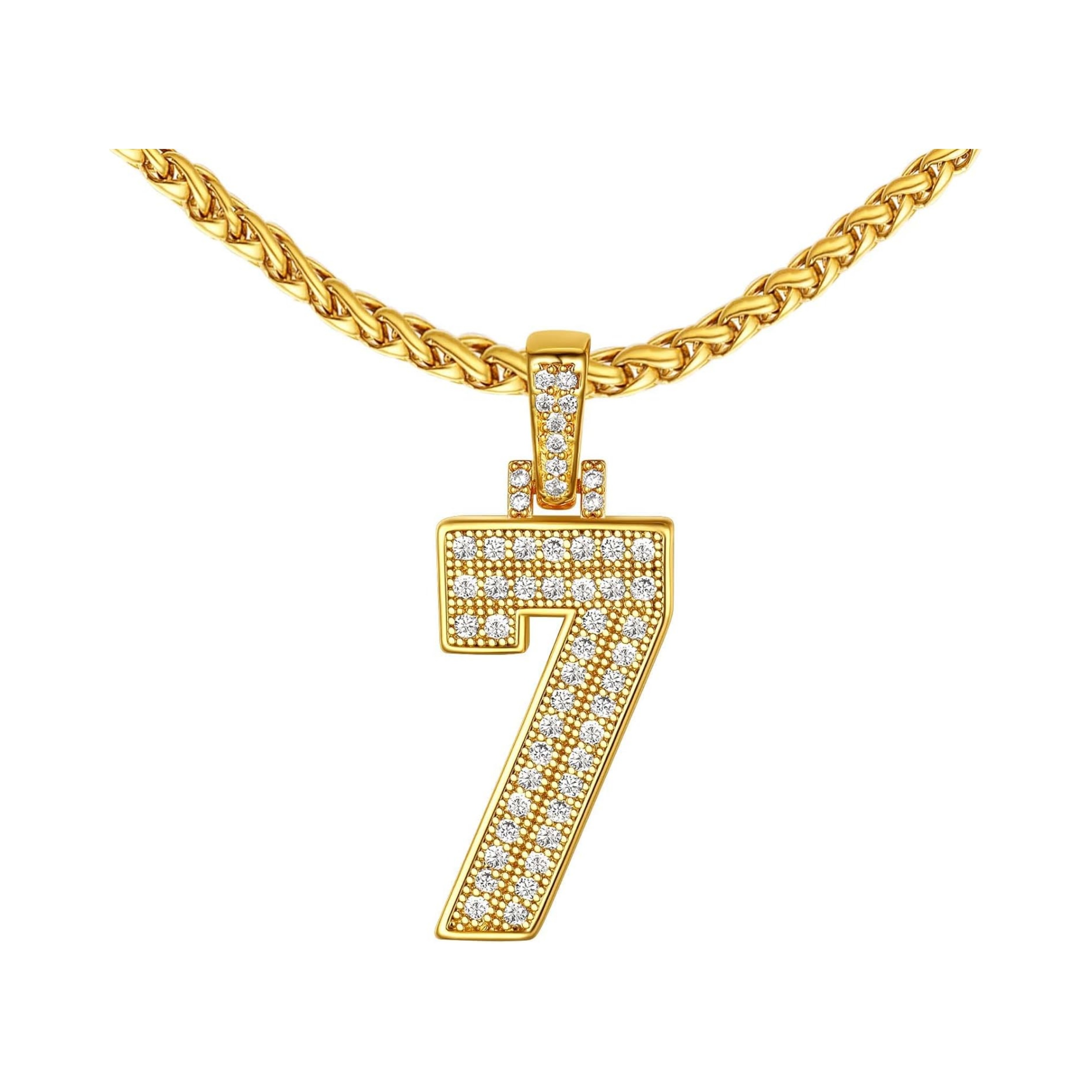 18K Gold Plated Zirconia Number Chain Necklaces