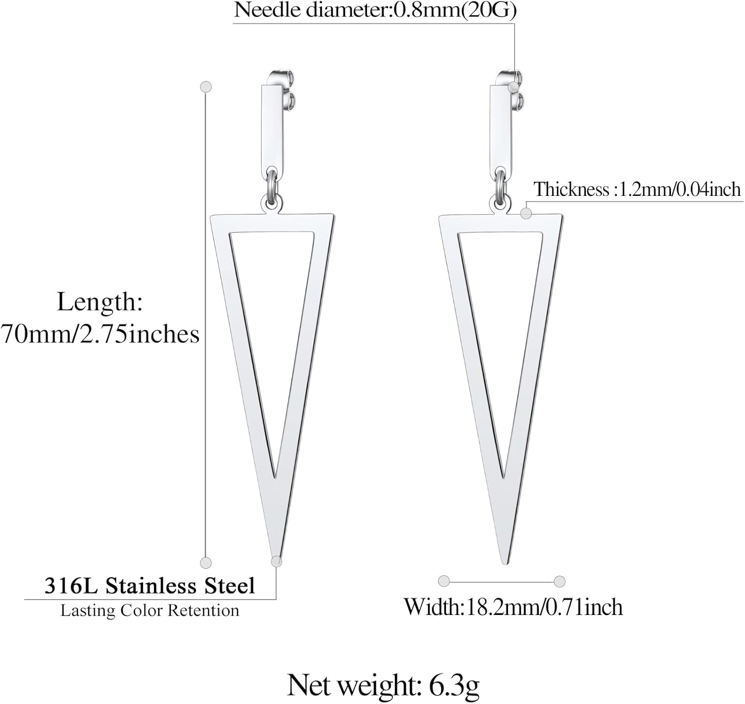 Triangle Pierced Drop & Dangle Earrings