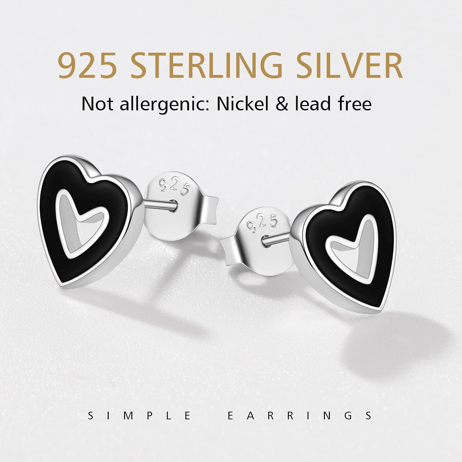 Cool Black Heart Tiny Studs Earrings