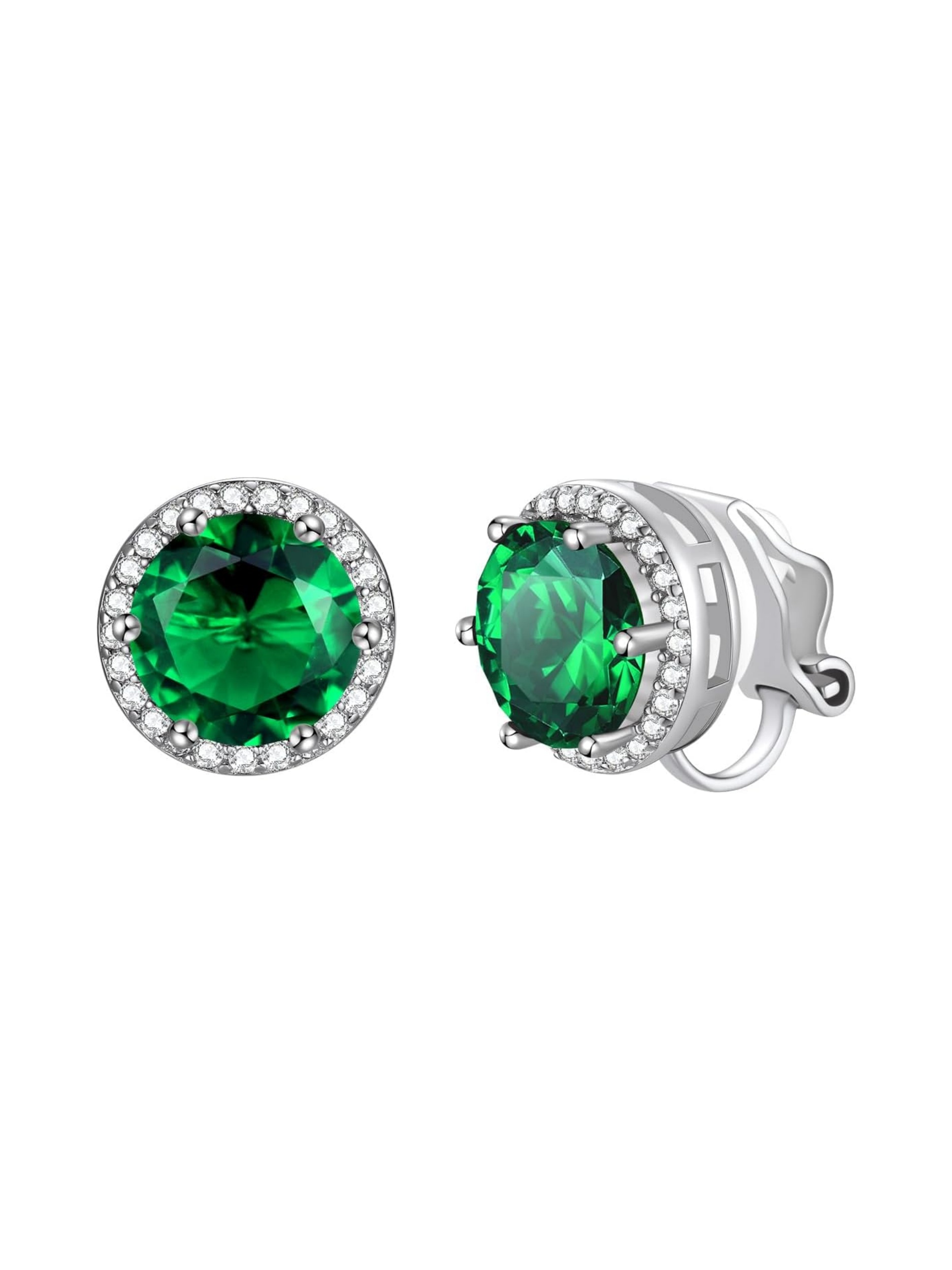 Clip on Round Birthstone Stud Earrings