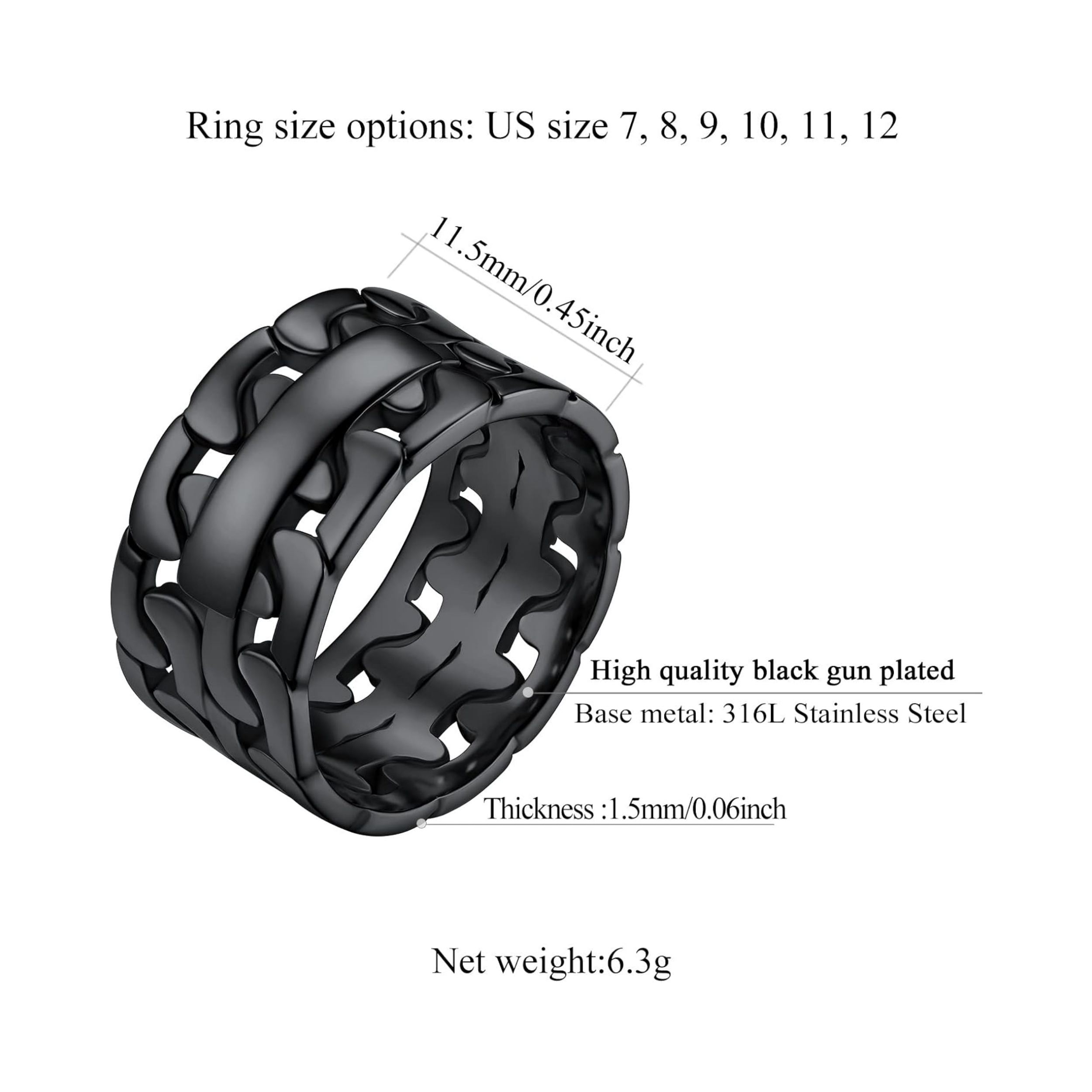 11.5 mm Cuban Thin Link Style Promise Rings