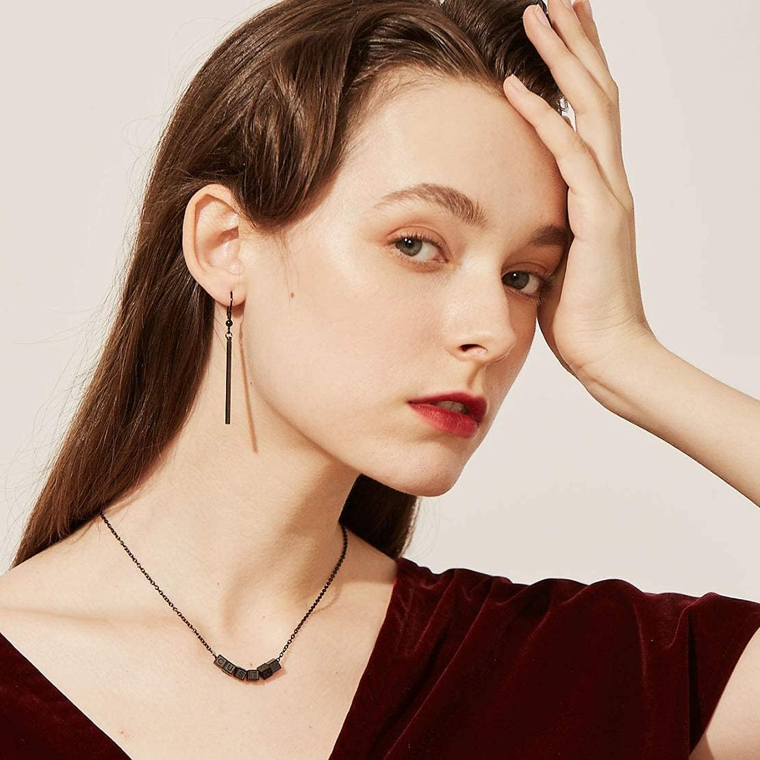 Stick Dangle Dangly Geometric Pillar Bar Drop Earrings 