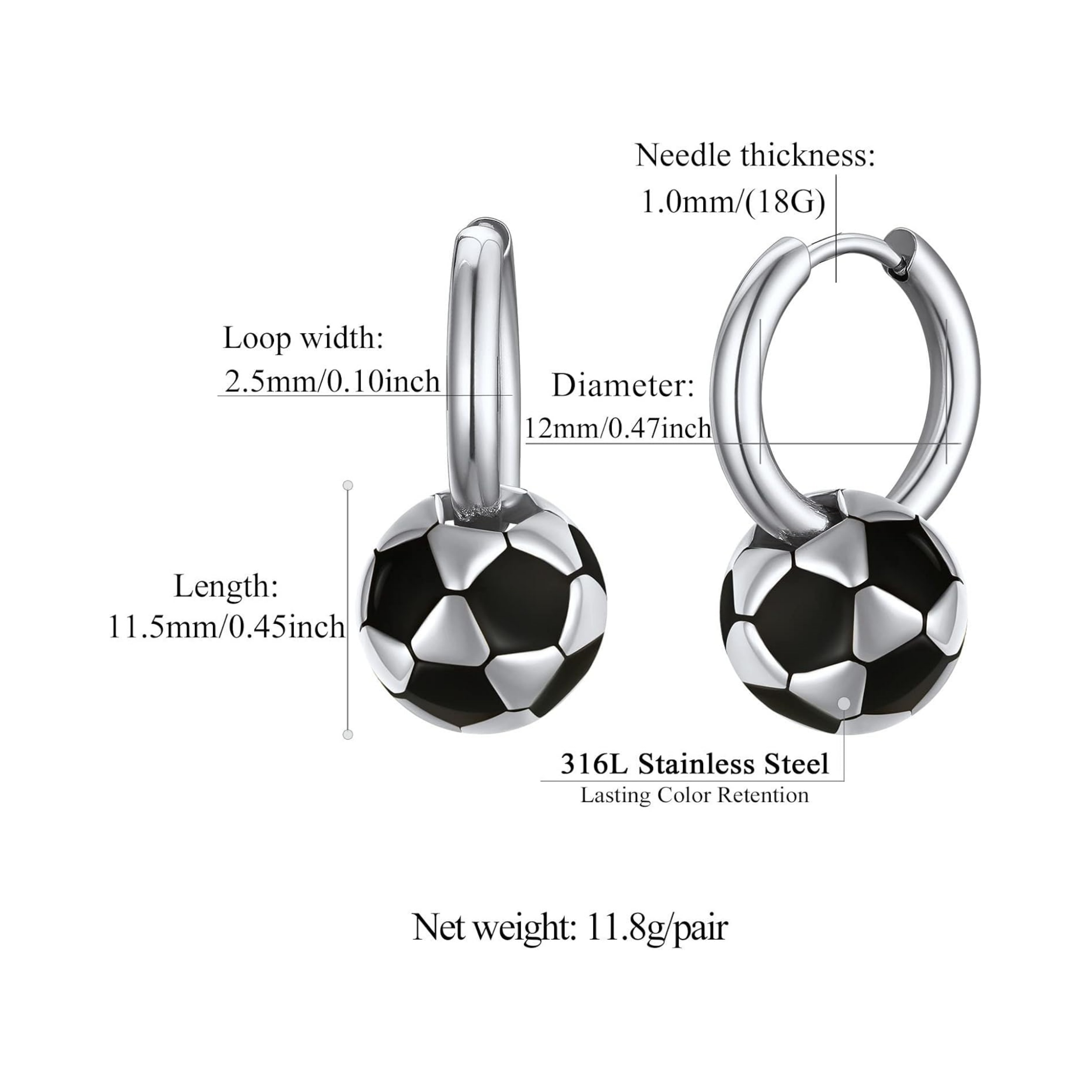 Soccer Huggy Hoop Earrings