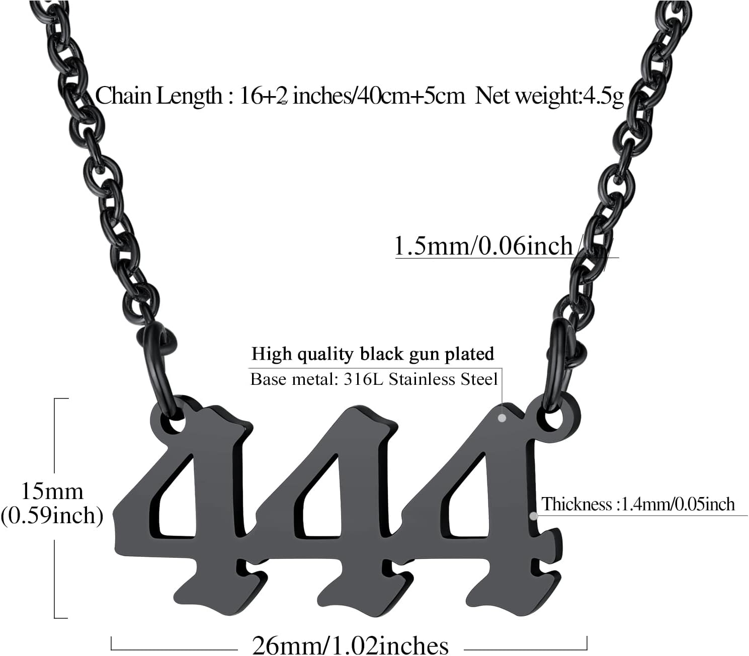 Dainty Angel Number 444 Necklace