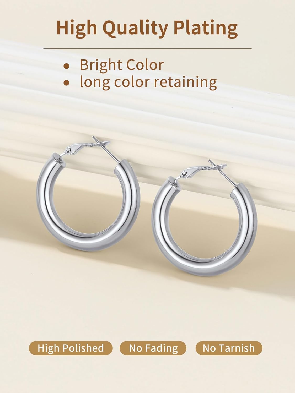 Classic Stainless Steel Tube Hoop Rounded Loop Earrings