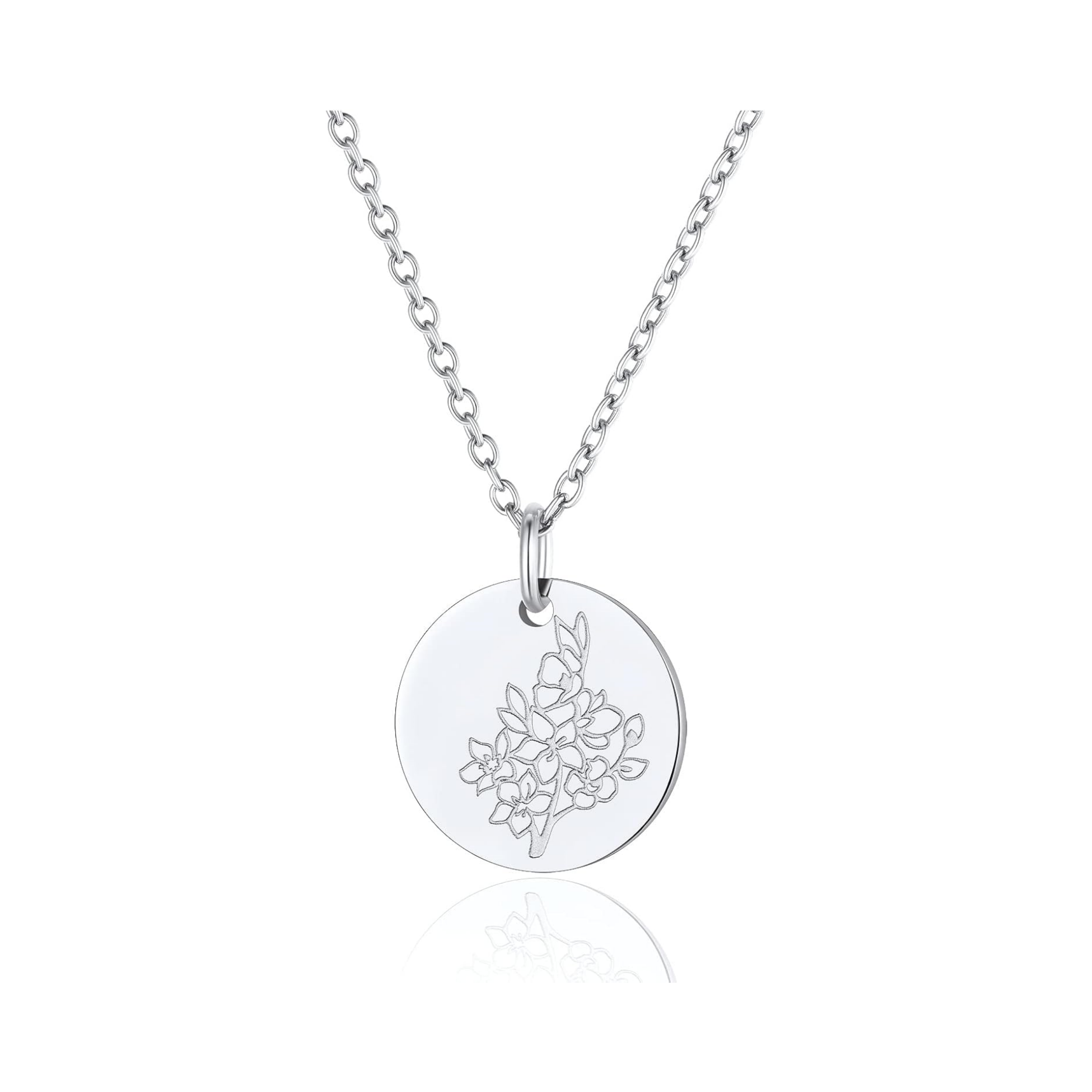 Jan. to Dec. Guardian Month Floral Birth Flower Disc Necklaces