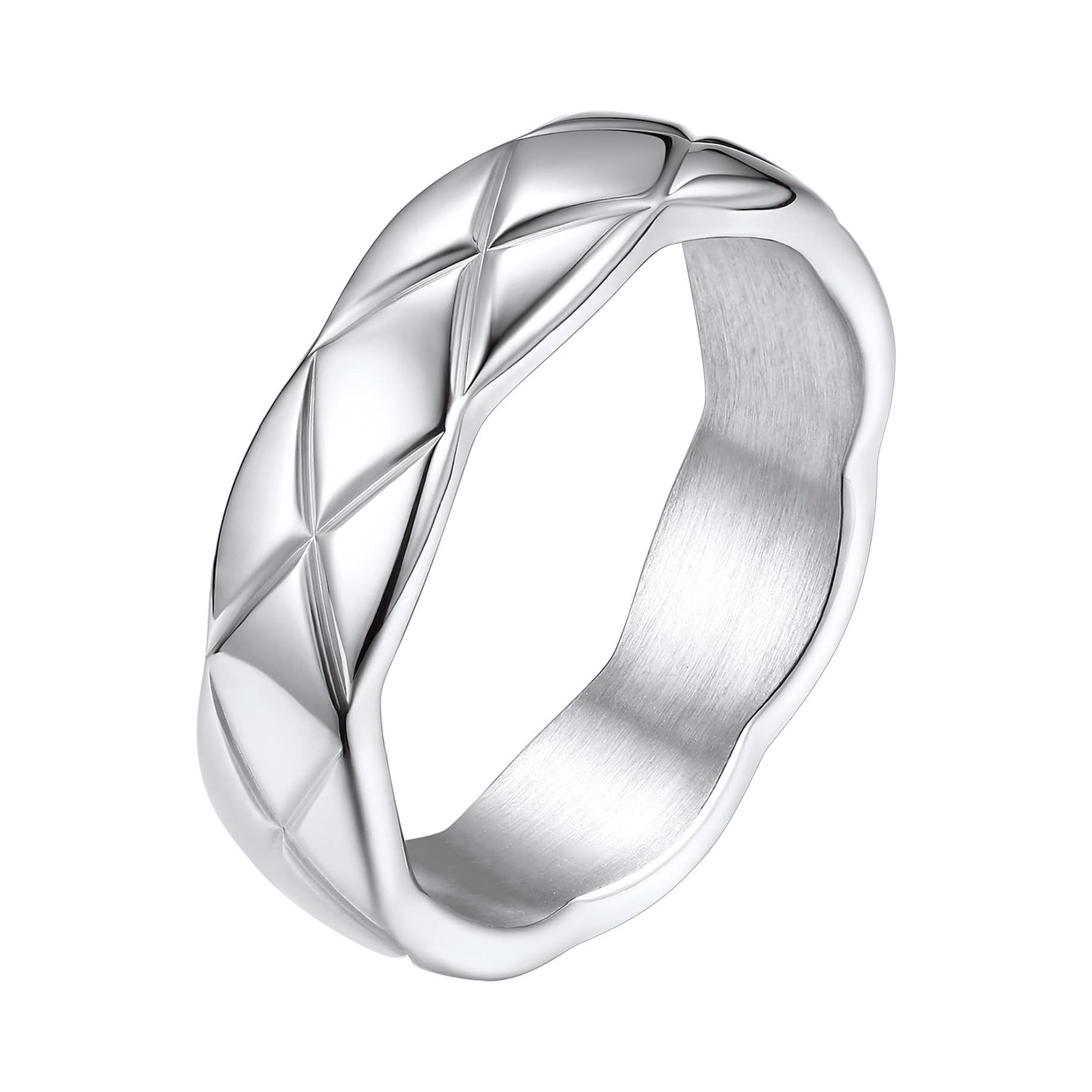 Width 6mm Criss Crossover Patterned Knuckle Band Rings