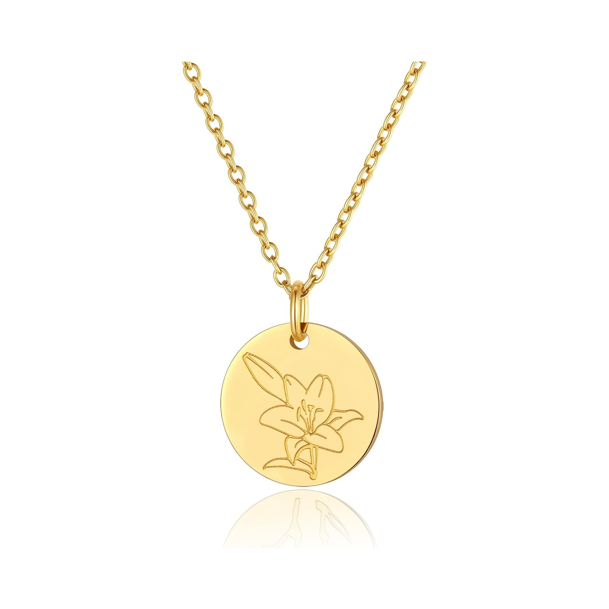 Jan. to Dec. Guardian Month Floral Birth Flower Disc Necklaces