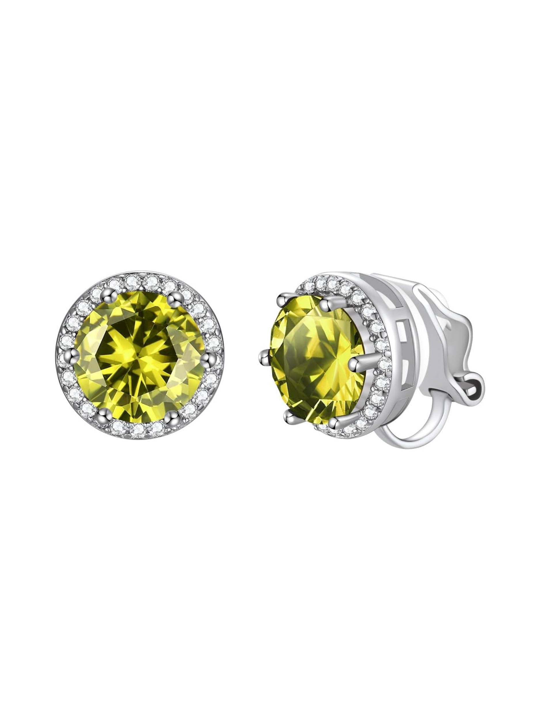 Clip on Round Birthstone Stud Earrings