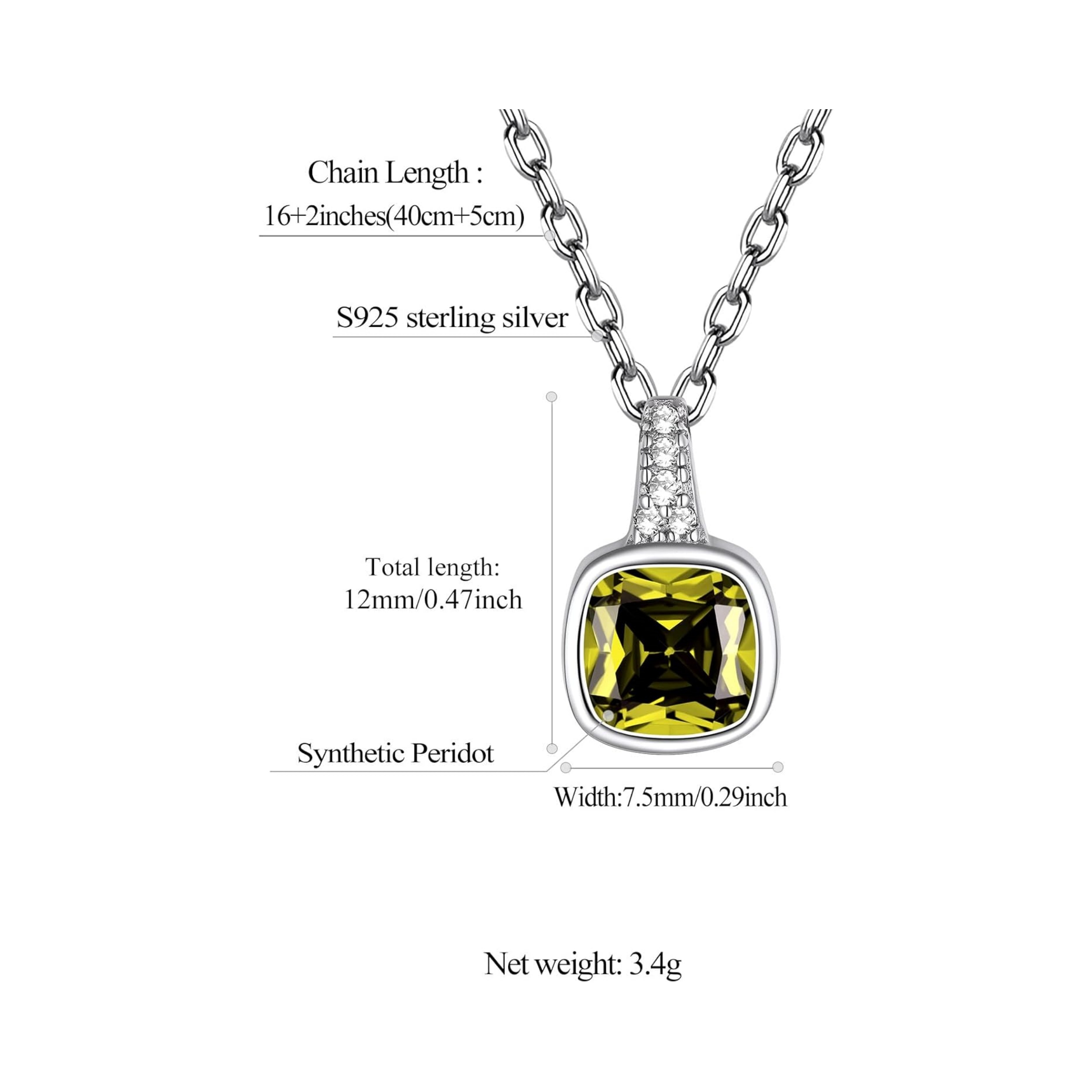 Square Birthstone Necklace