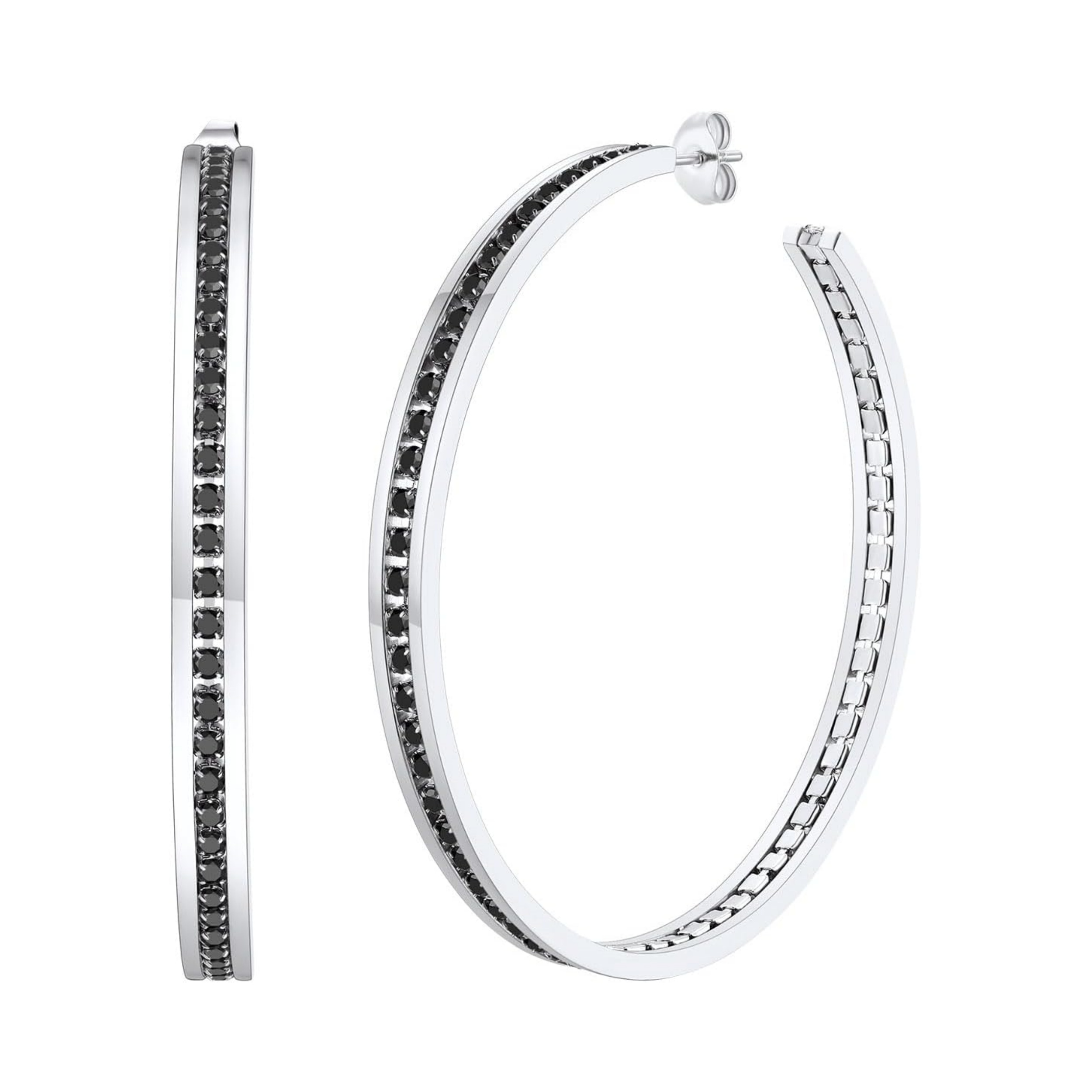 Sparkly Hoop Earrings with Cubic Zirconia Inlaid 