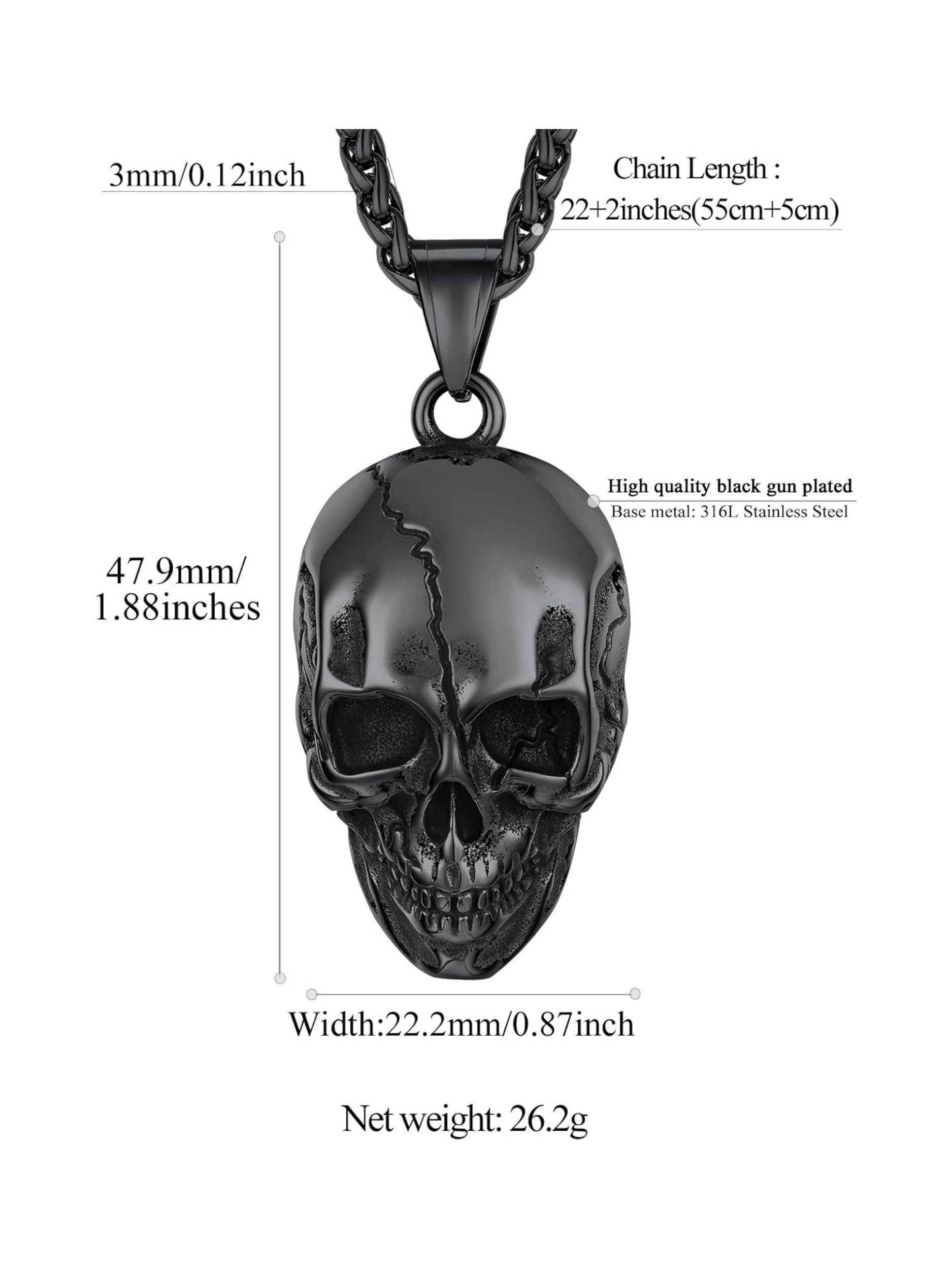 Skull Fissured Head Pendant Necklaces