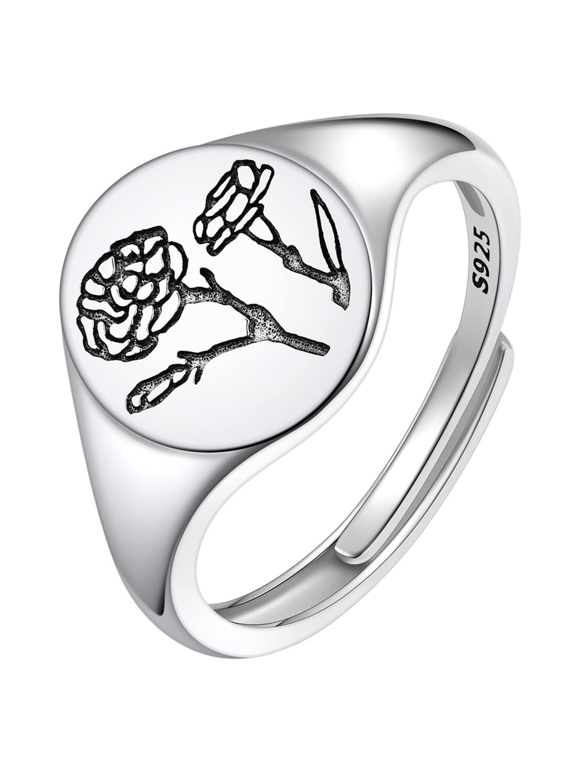Birth Month Flower Signet Ring