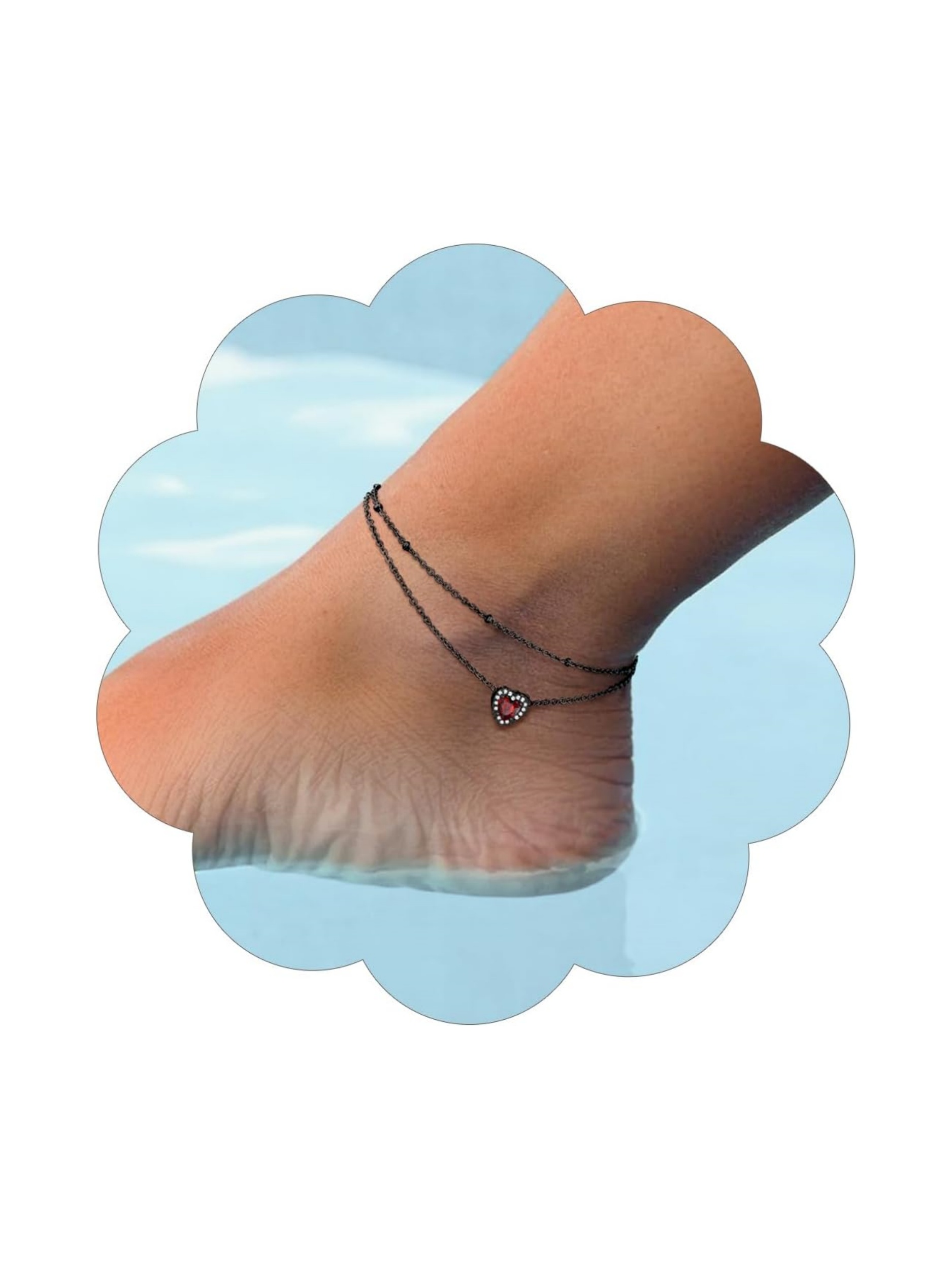 Layered Heart Birthstone Beaded Foot Chain Anklets