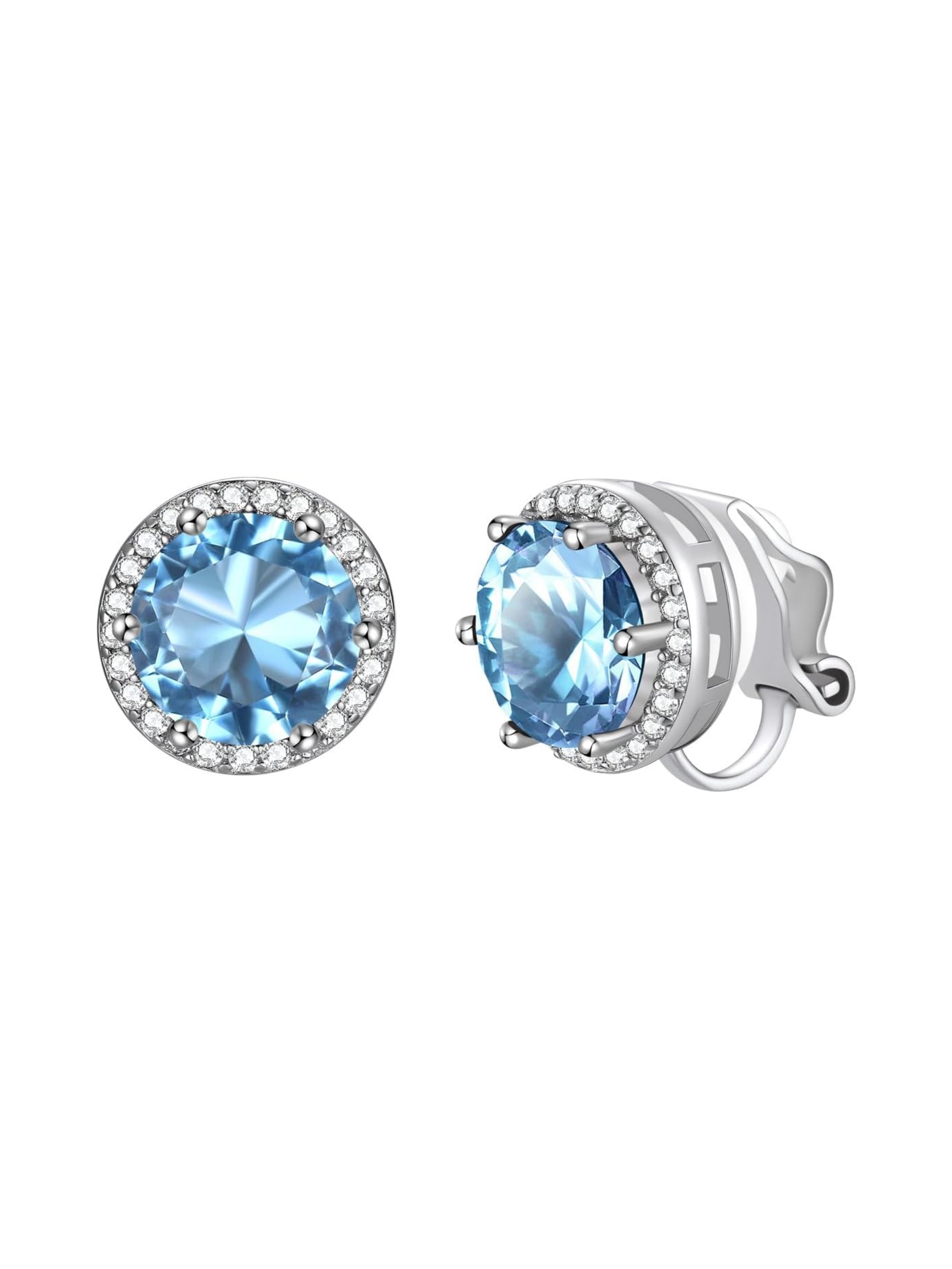 Clip on Round Birthstone Stud Earrings